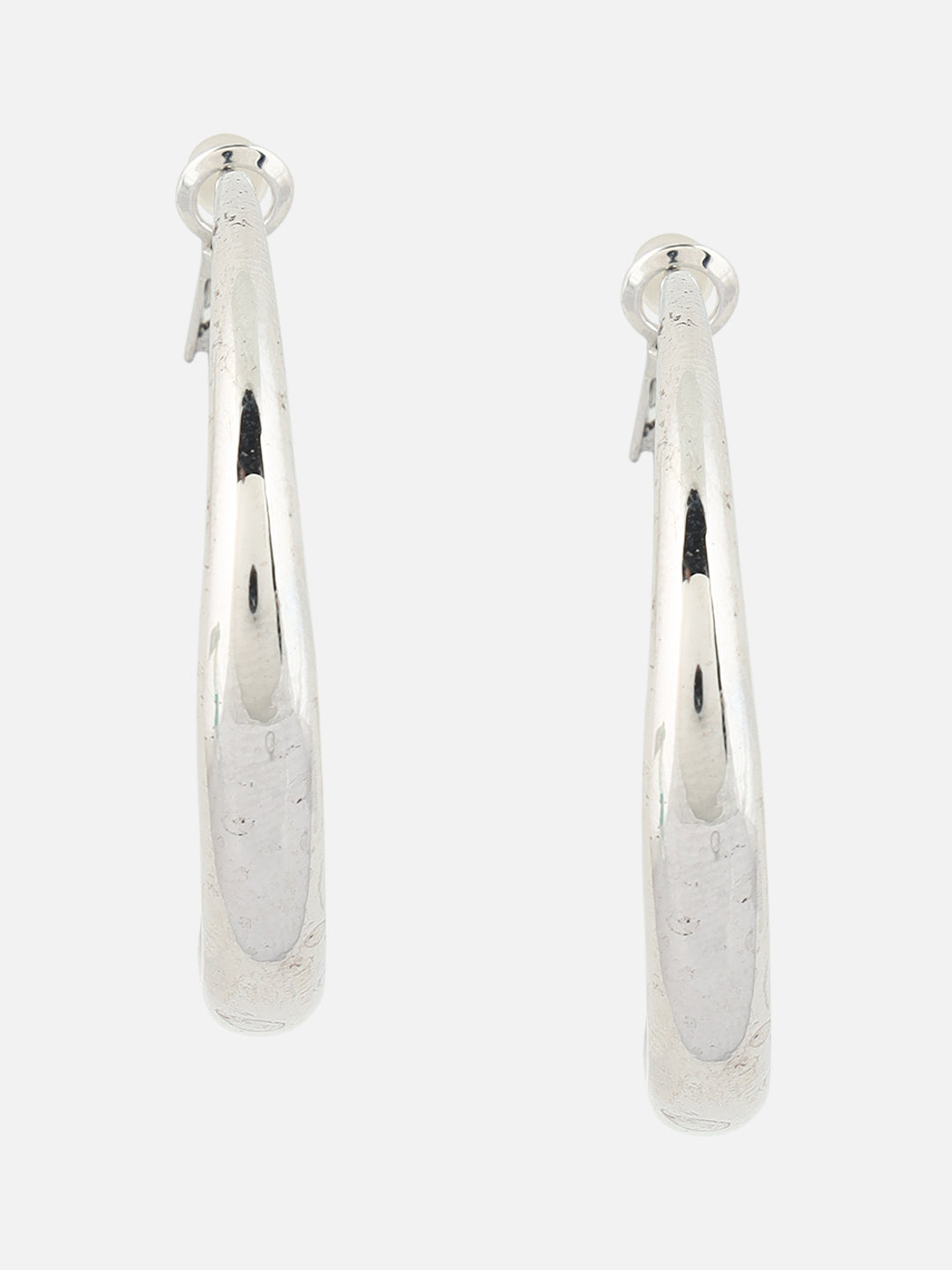 Beatnik Classic Polished Silver-Tone Hoop Earrings for Women (Silver)