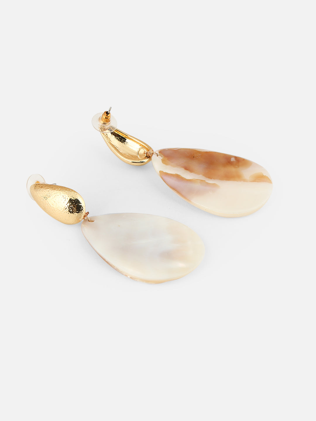 Beatnik Women's Off-White Fabric Floral Drop Earrings, Gold-Plated Western Style Fashion Jewelry