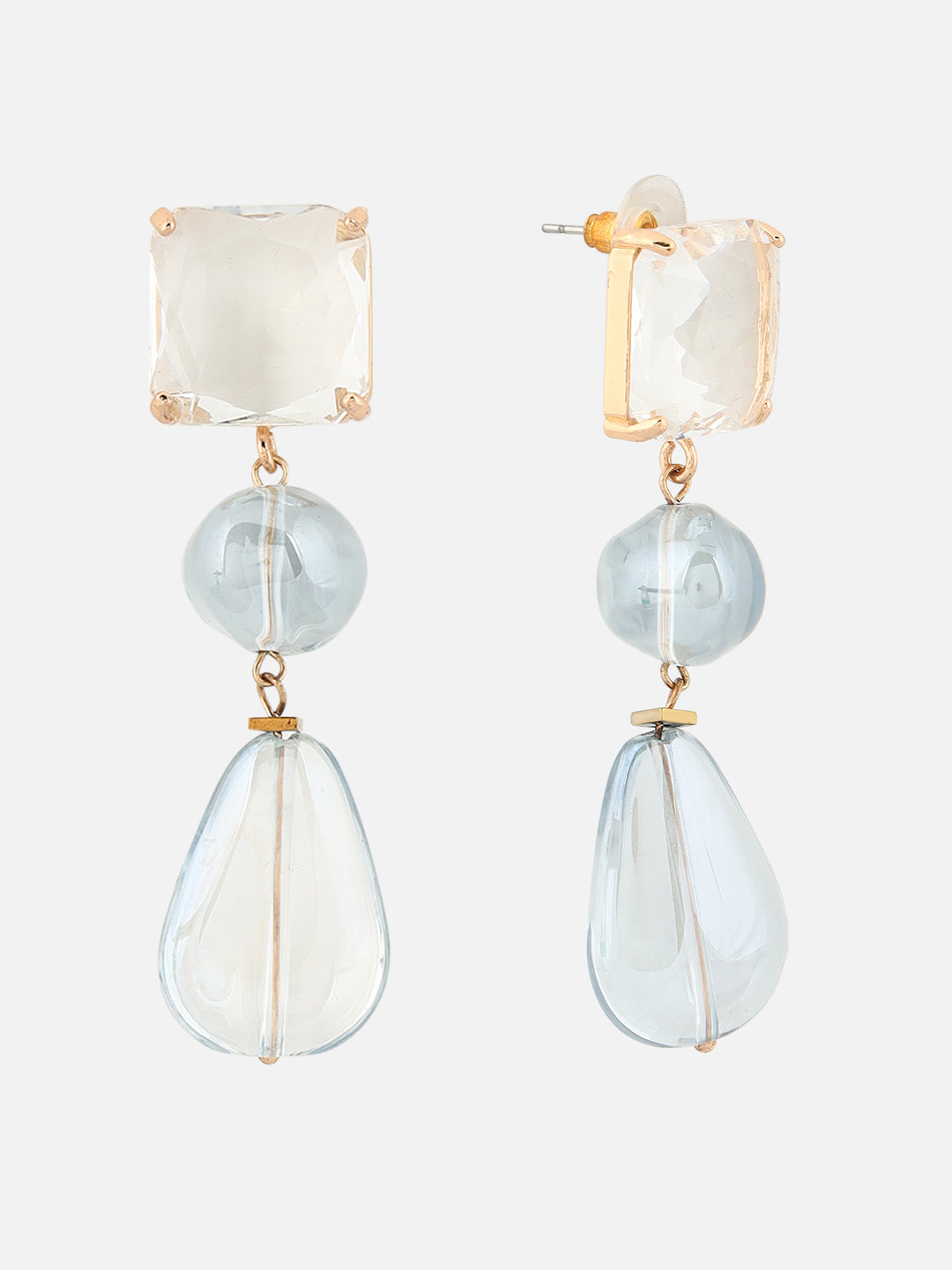 Beatnik Sky Blue Teardrop Shaped Drop Earrings | Gold-Plated Western Fashion Jewelry for Women with Beads
