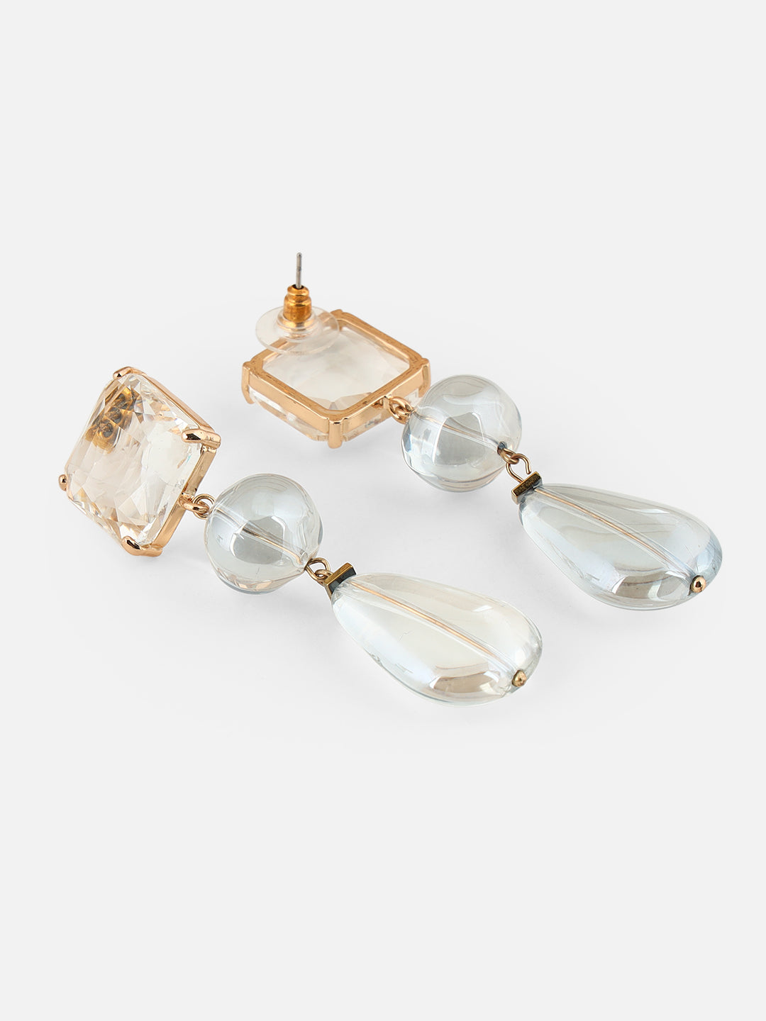 Beatnik Sky Blue Teardrop Shaped Drop Earrings | Gold-Plated Western Fashion Jewelry for Women with Beads
