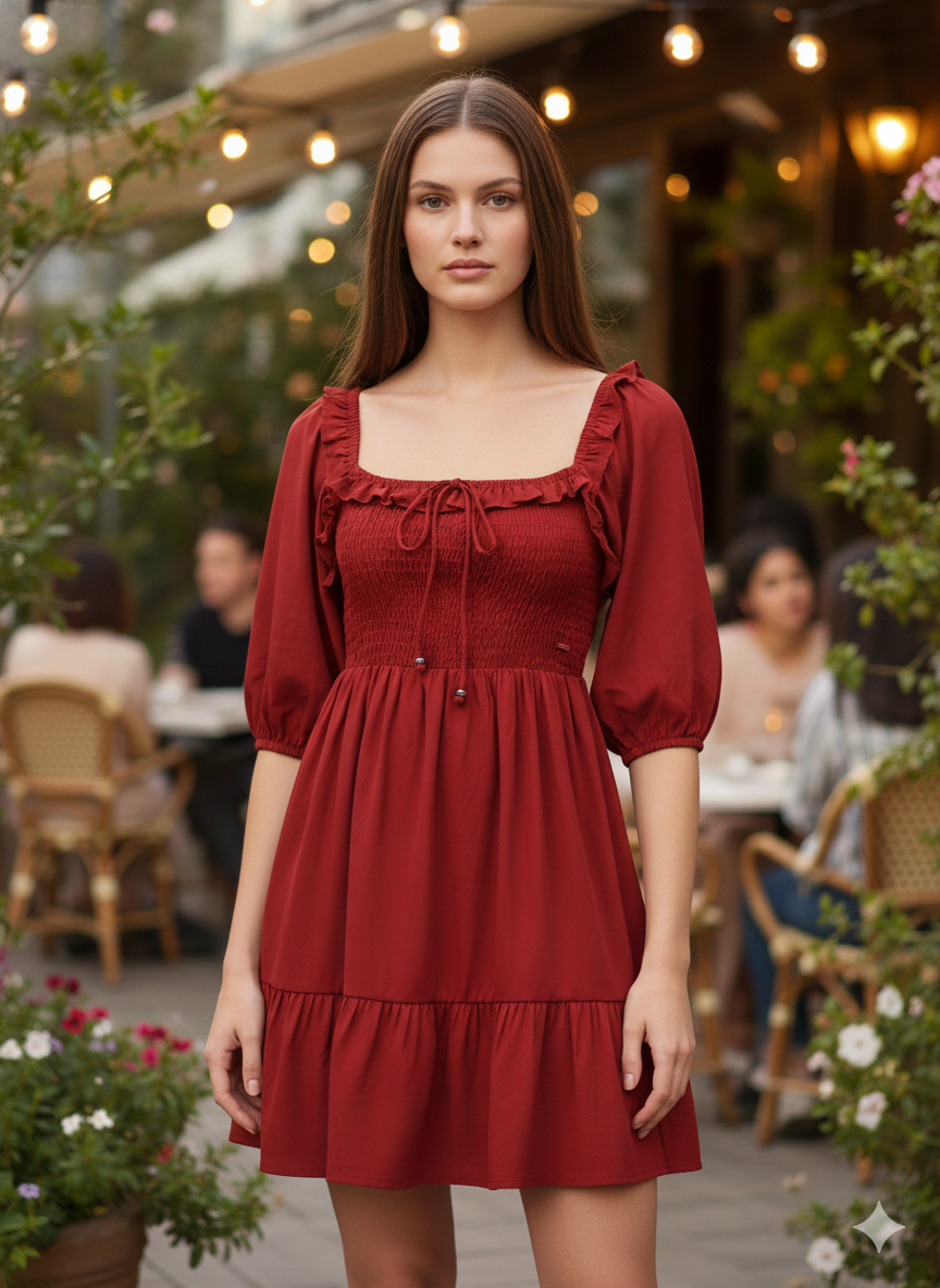 Buy Beatnik Crepe Fitted Solid Haff Sleeve Dark Red Women Dresses dresses Online for Women | Beatnik India Buy Beatnik Crepe Fitted Solid Haff Sleeve Dark Red Women Dresses dresses Online for Women | Beatnik India