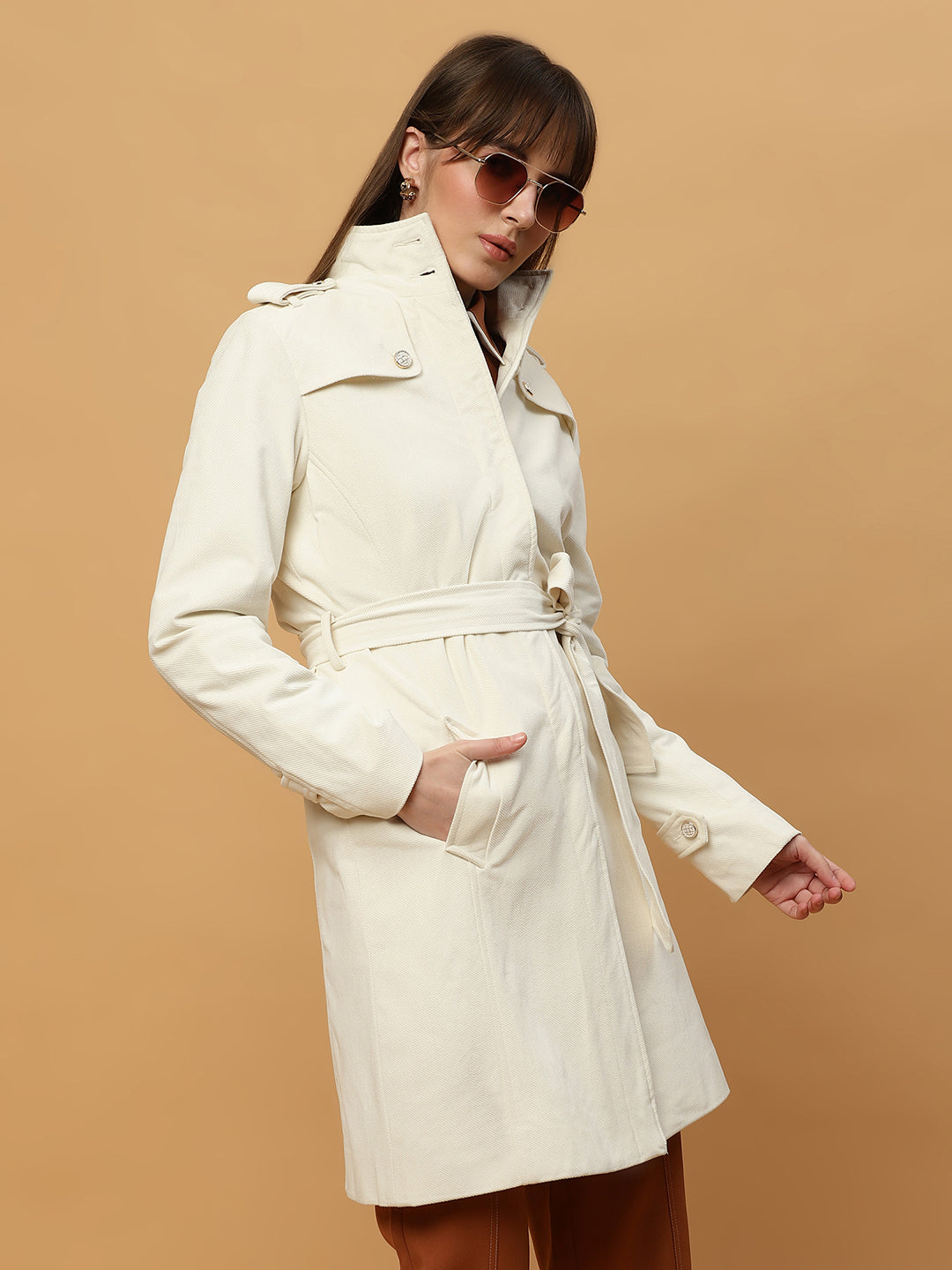 Beatnik Shawl Collar Full Sleeve Off White Front Open Blazer Beatnik India