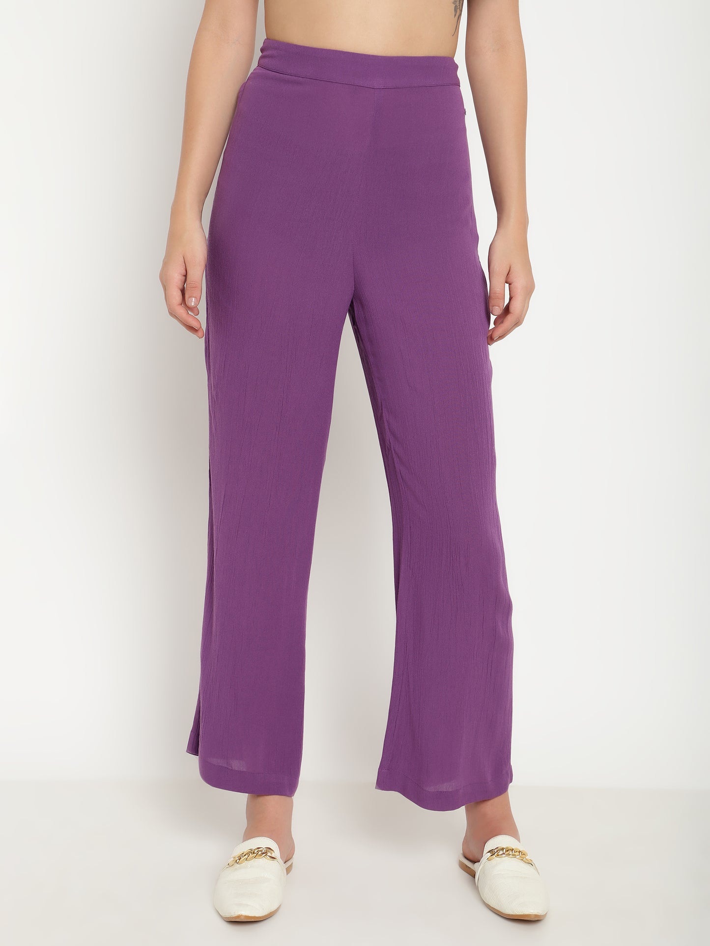 Layered Purple 2-Piece Coord Set in Crinkle Rayon Beatnik