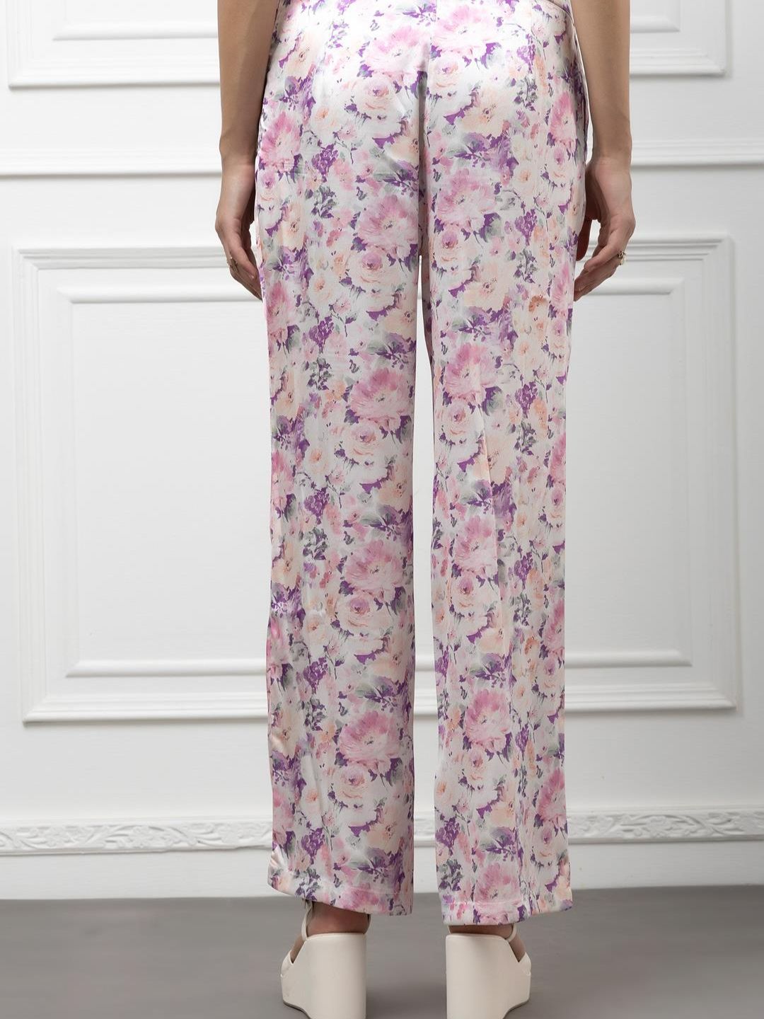 Sleeveless Satin Coord Set with Floral Print Beatnik India