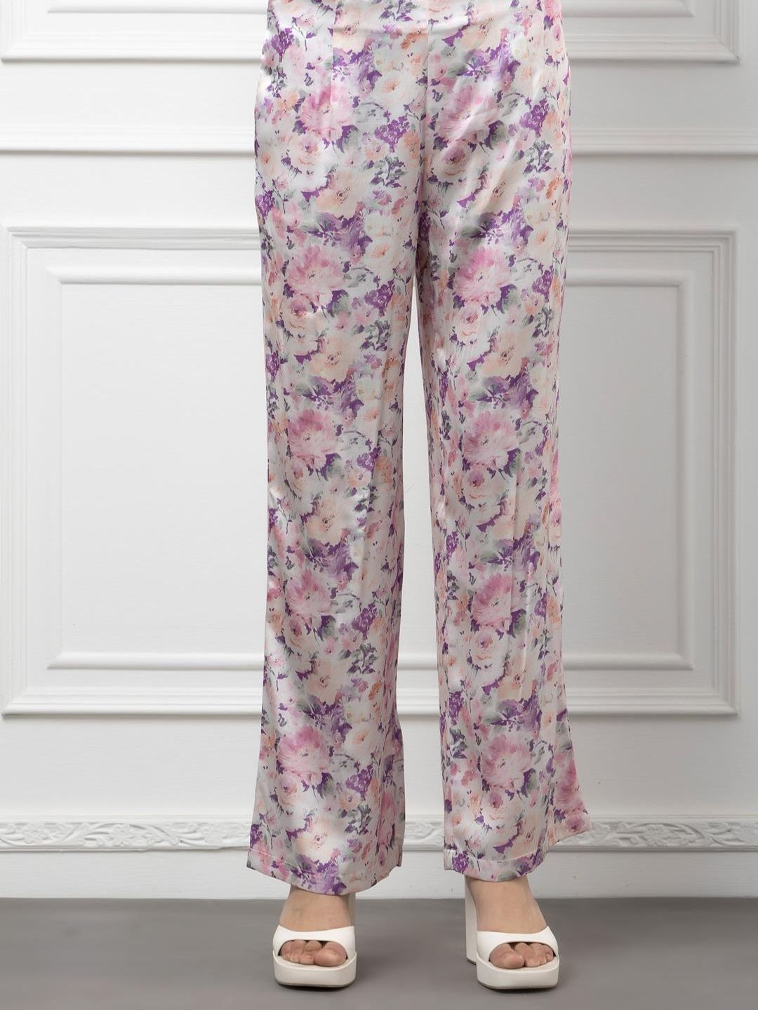 Sleeveless Satin Coord Set with Floral Print Beatnik India