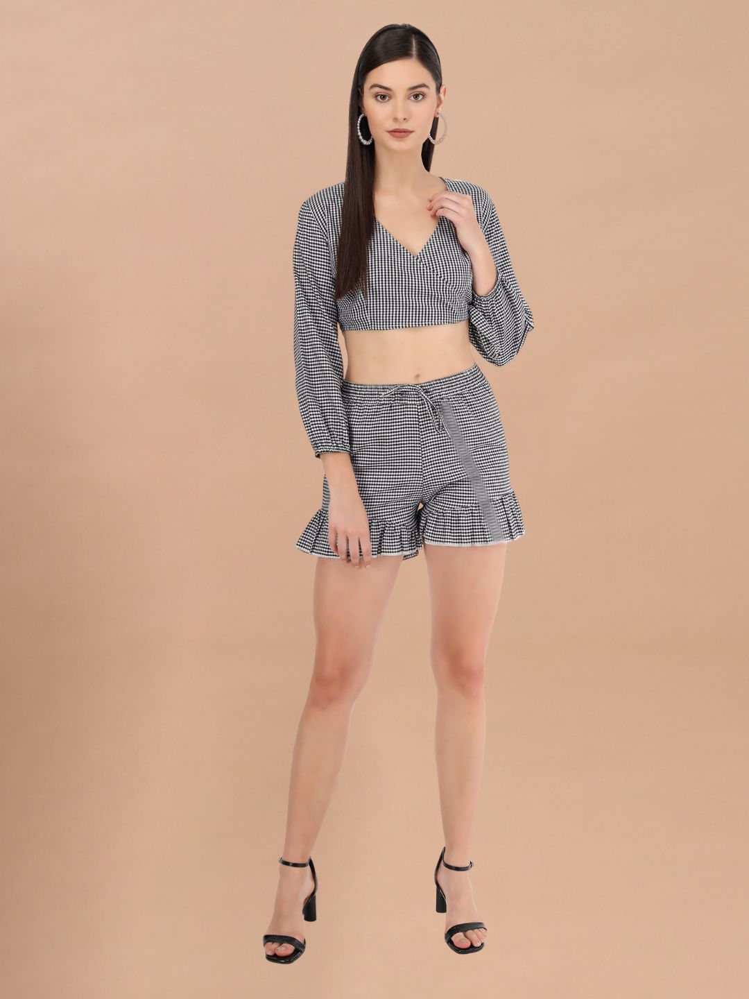 Beatnik Cotton V-neck Black Womens Coords Beatnik India