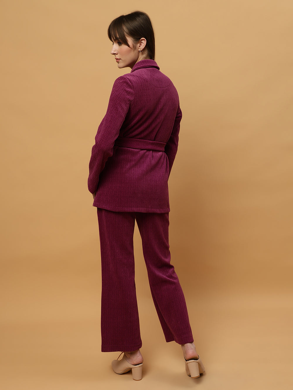 Beatnik Full Sleeves and Belted Elegance Party Style Collared Coord Beatnik India