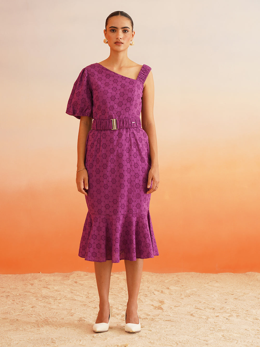 Beatnik Purple Fit n Flare Dresses Beatnik