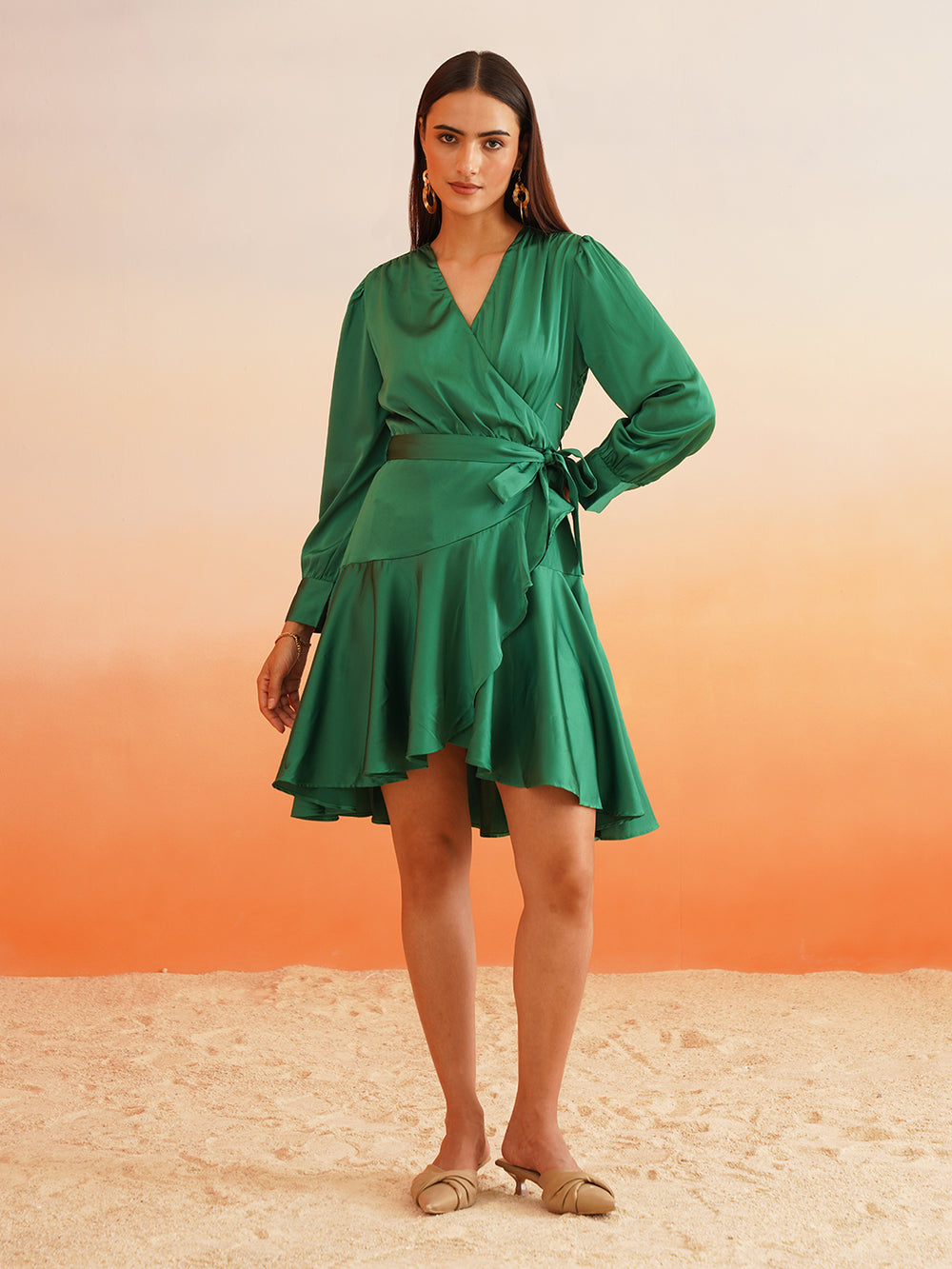 Beatnik Green Wrap Dresses Beatnik