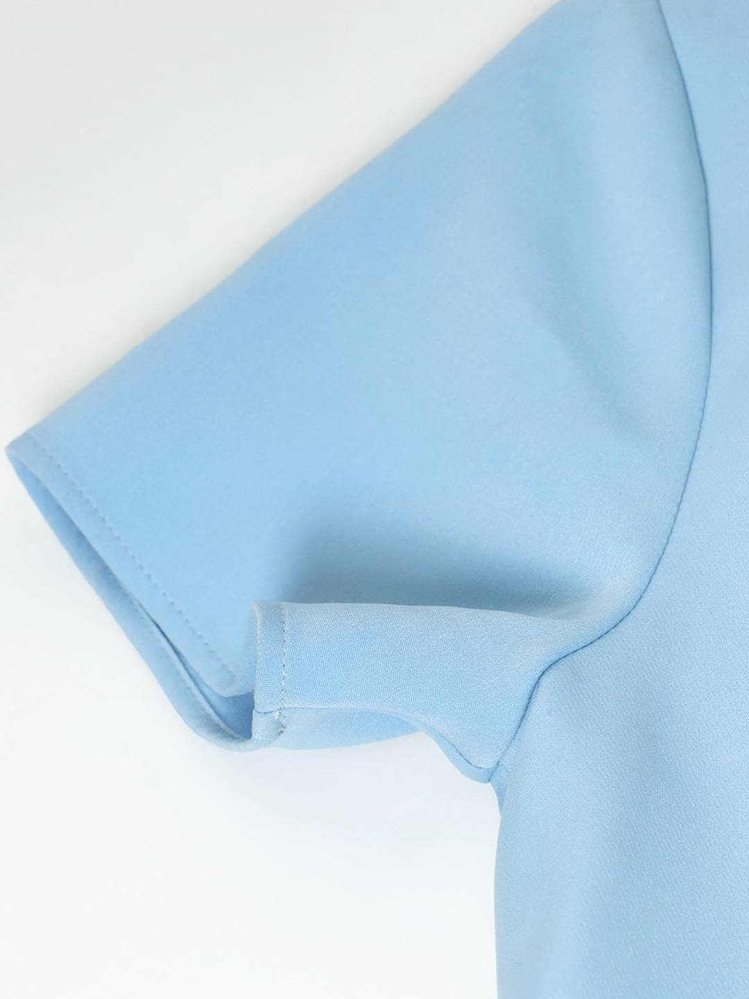 Summer Casual Sweetheart Neck Bodycon Ruffle Style Light Blue Midi Dress Beatnik India