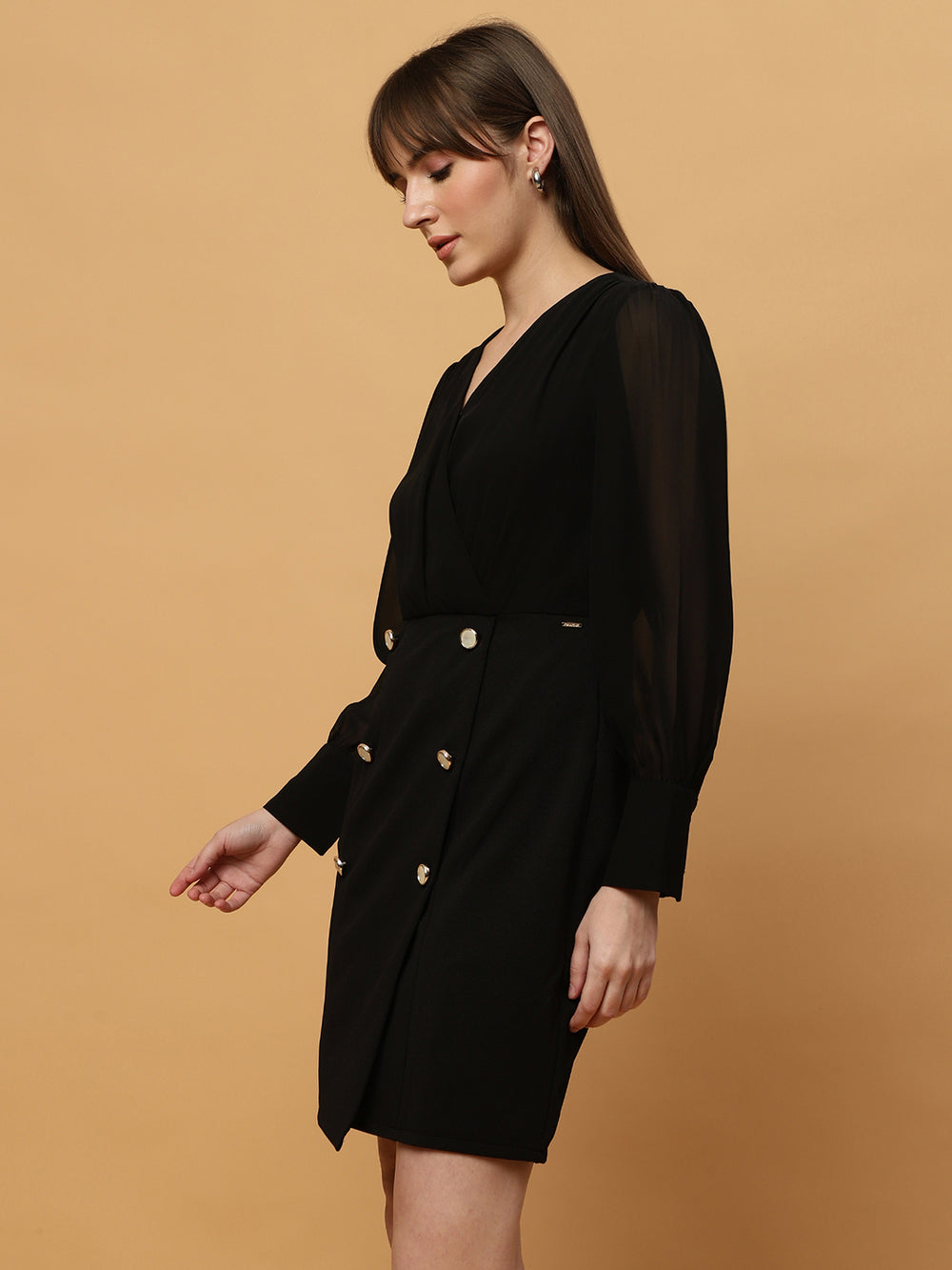 Beatnik V-neck Bishop Sleeves Dres Beatnik India