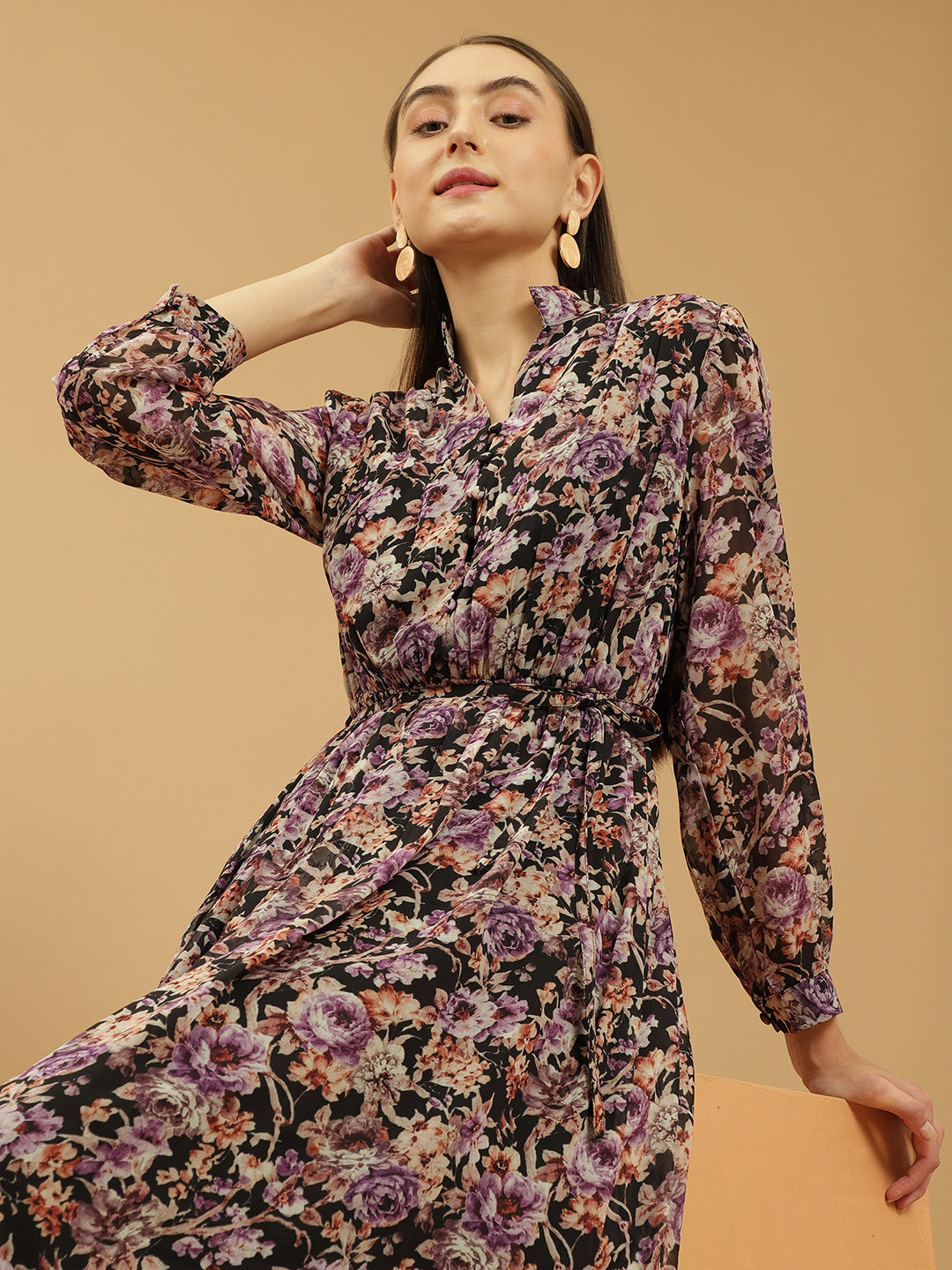 Eva Peasant Style Printed Maxi Dress Beatnik India
