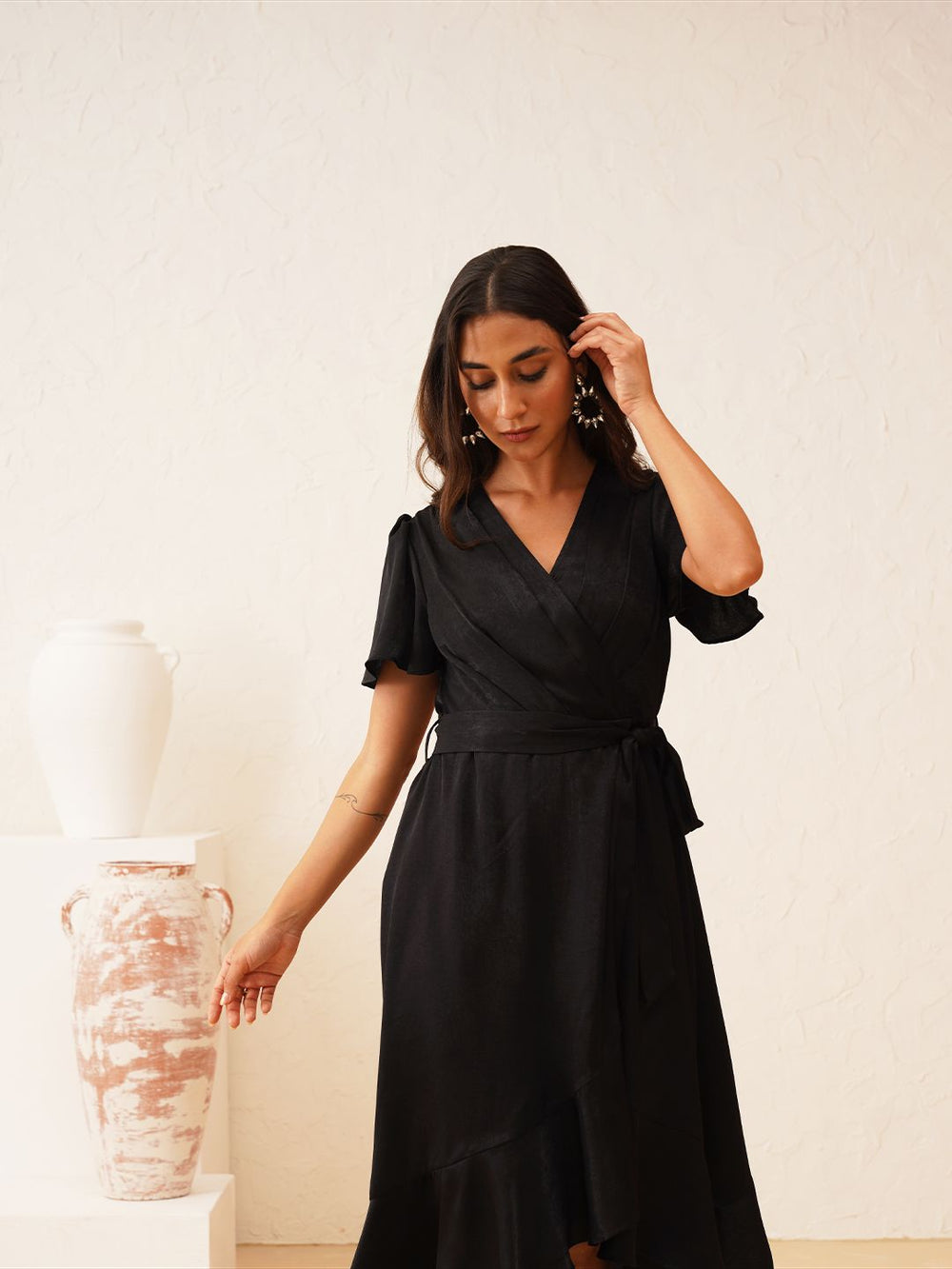 Beatnik Black Wrap Dresses Womens Dresses Beatnik