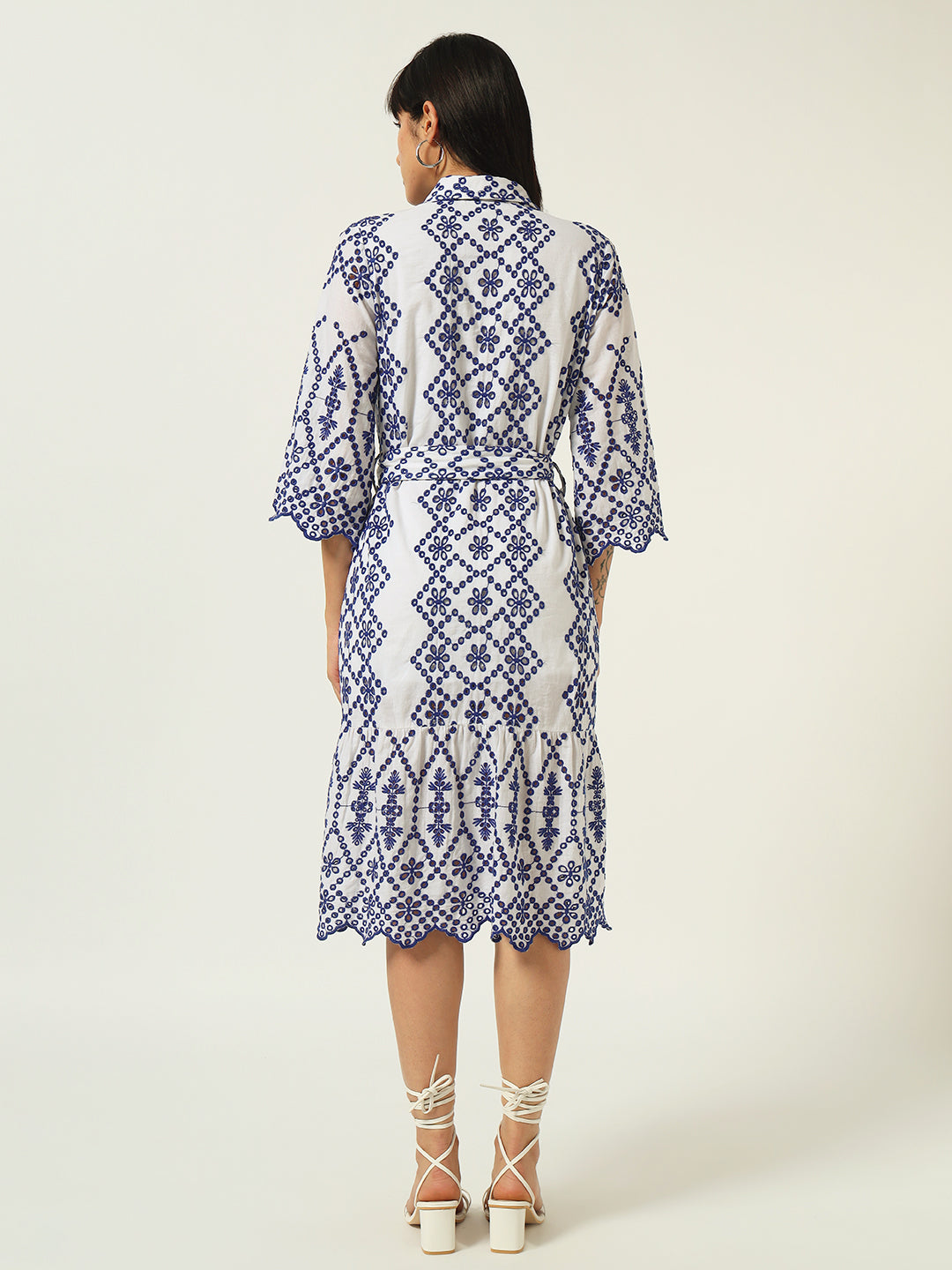 Effortless Elegance: Beatnik Schiffli Embroidered Casual Dress