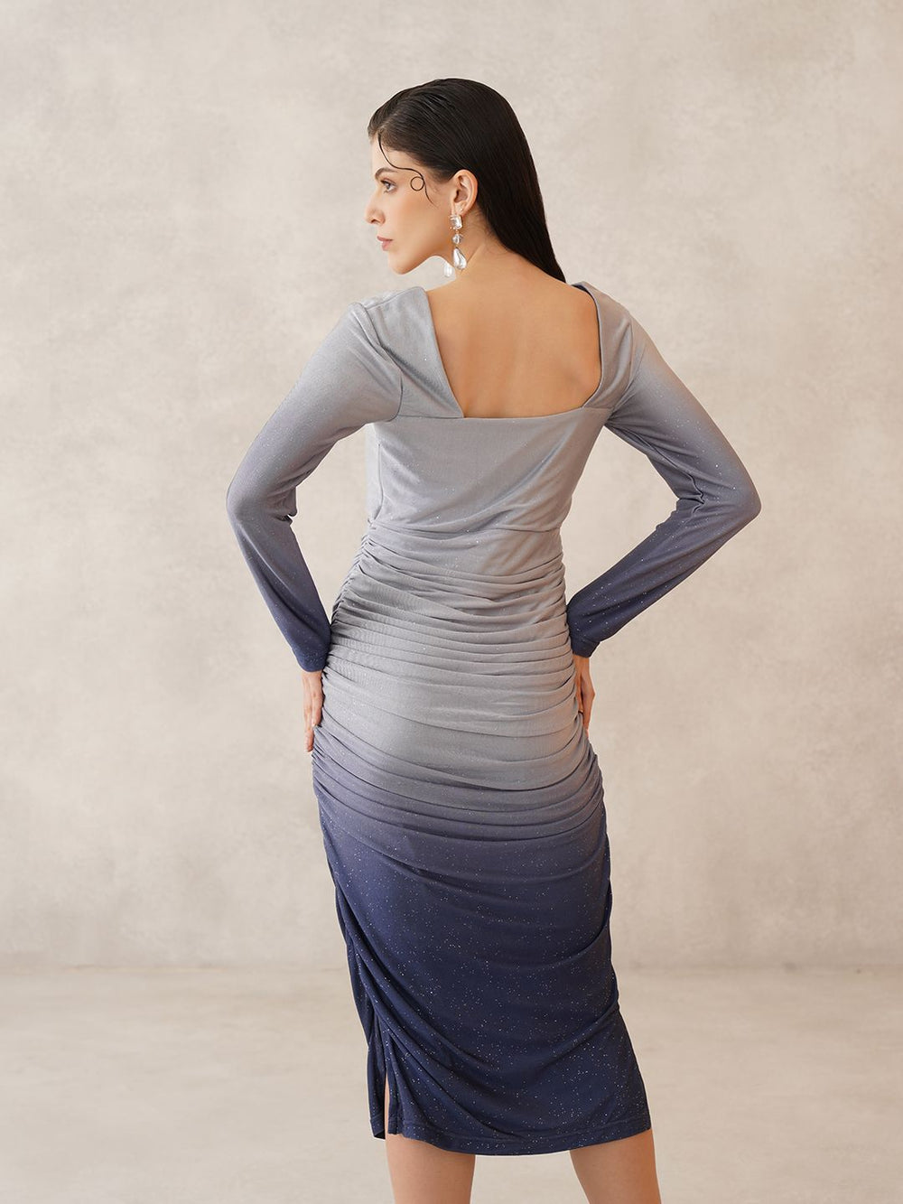 Blue Bodycon Square Neck Dress Beatnik