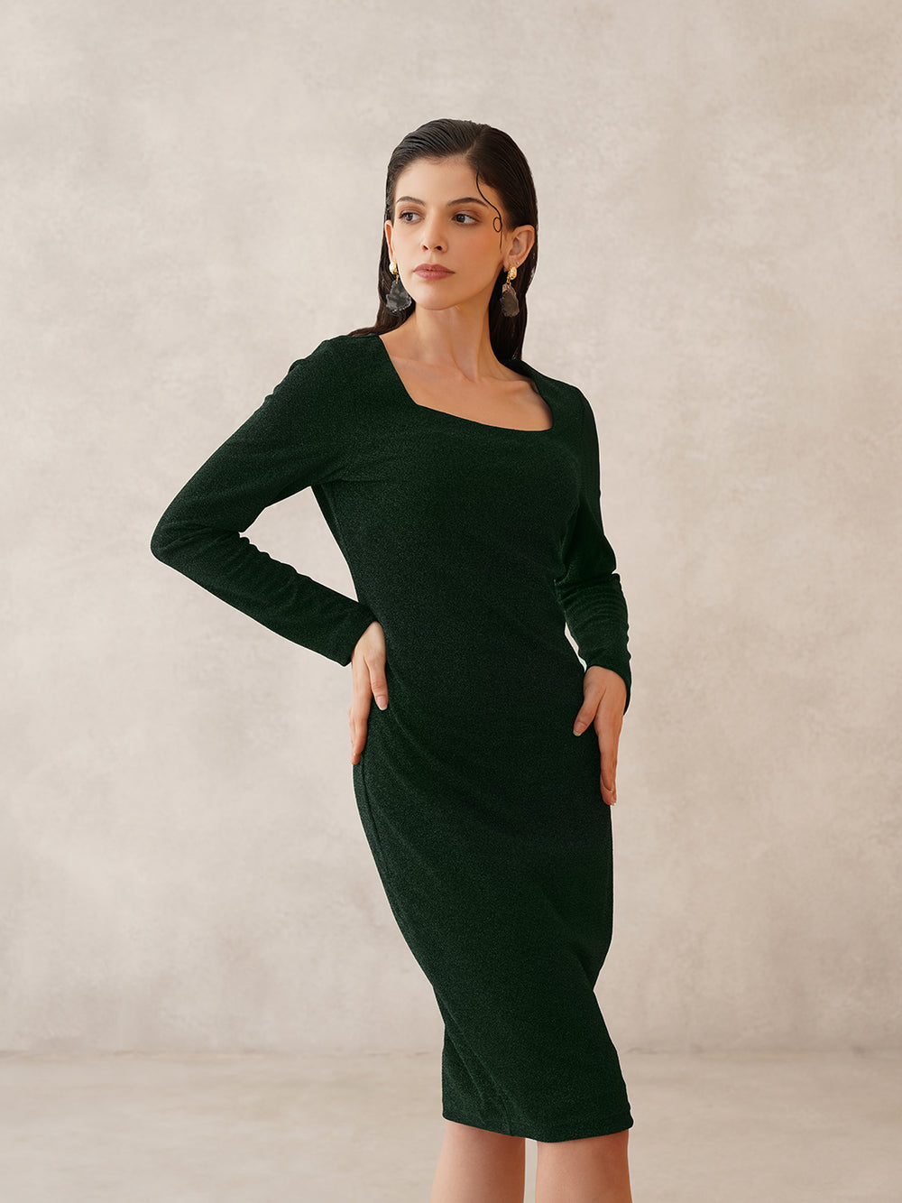 Sheath Green Womens Dress Beatnik