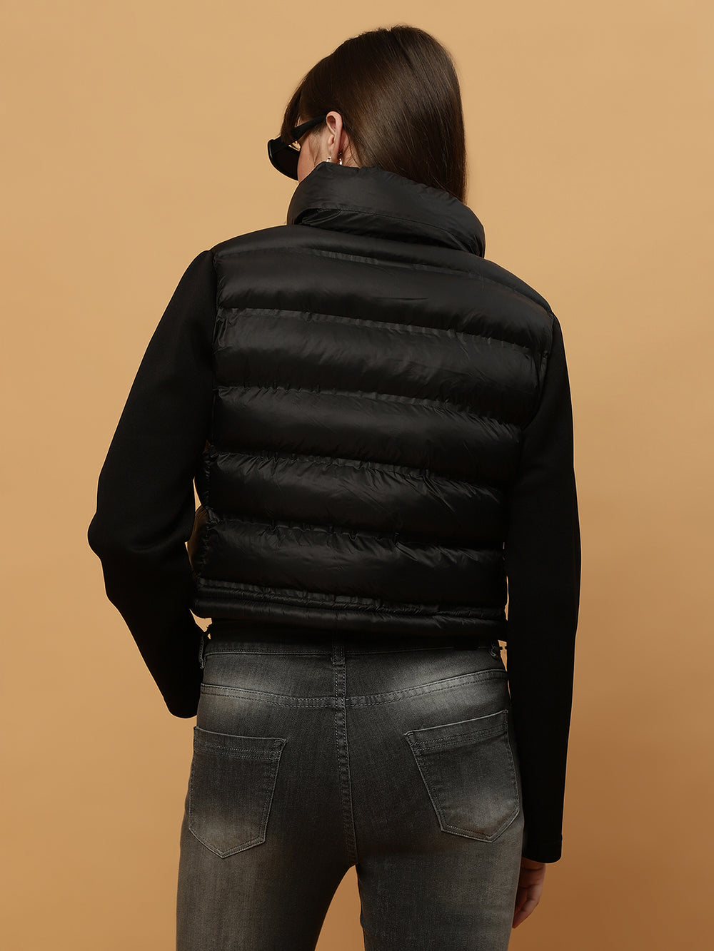 Beatnik Casual Wear Hooded Sleeve Puffer Crop Jacket Beatnik India