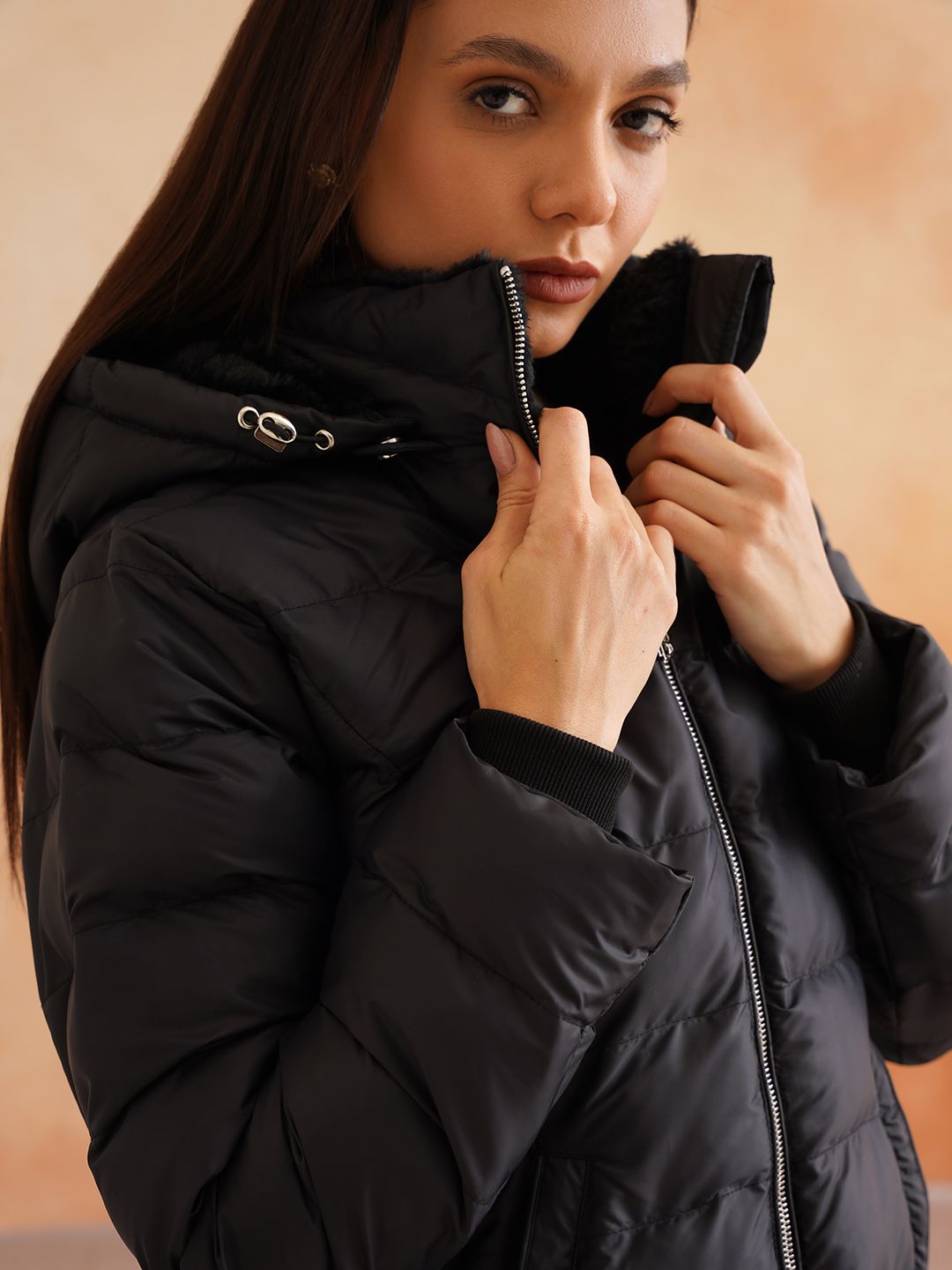 Puffer Detachable Hood Black Jacket Beatnik