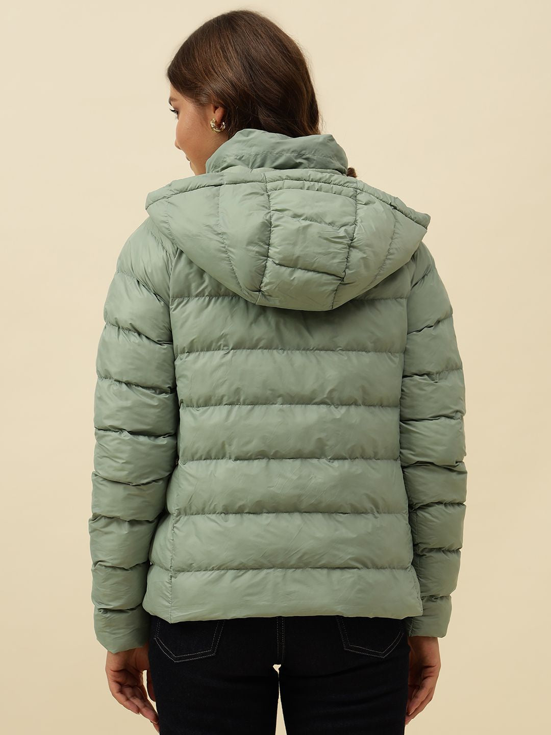 Pistachio Green Puffer Detachable Hood Jacket Beatnik
