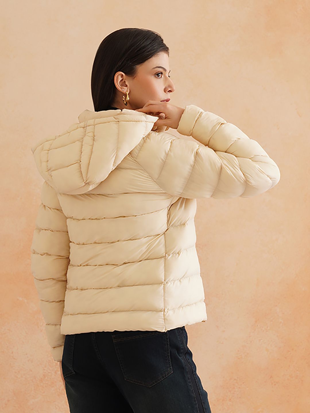 Off White Puffer Detachable Hood Jacket Beatnik