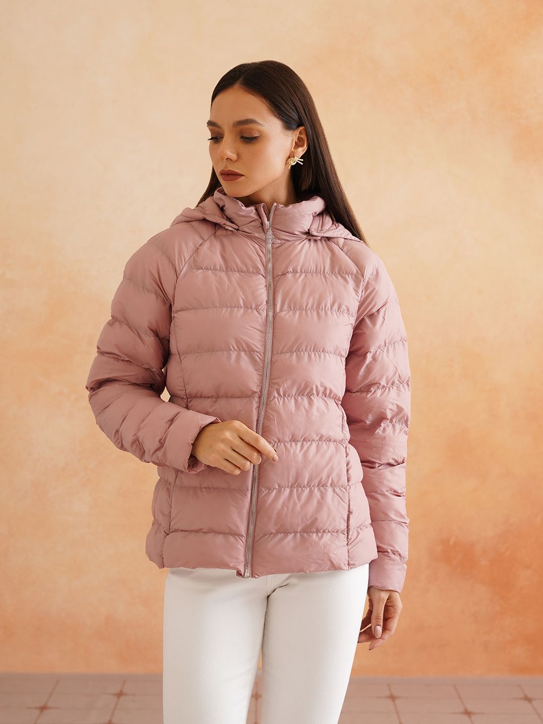 Pink Puffer Detachable Hood Jacket Beatnik
