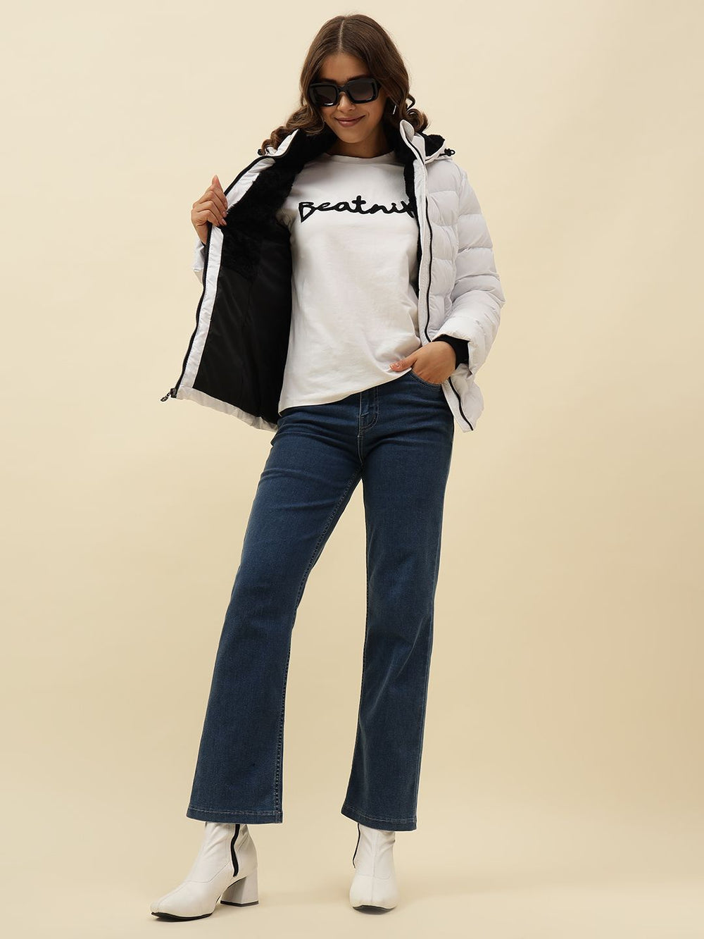 White Puffer Hooded Jacket Beatnik