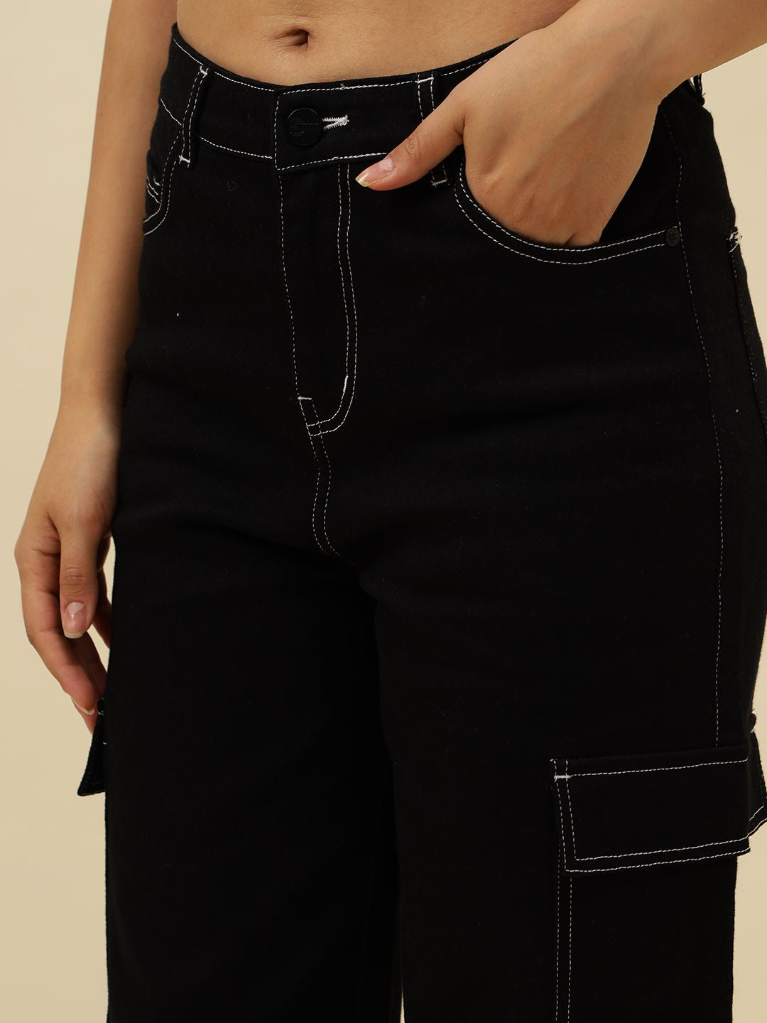 Black Cargo Stretchable Jean Beatnik