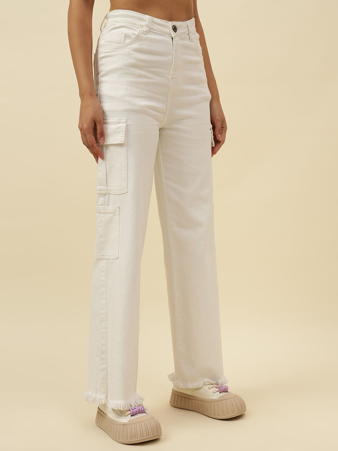 White Cargo Stretchable Jean Beatnik