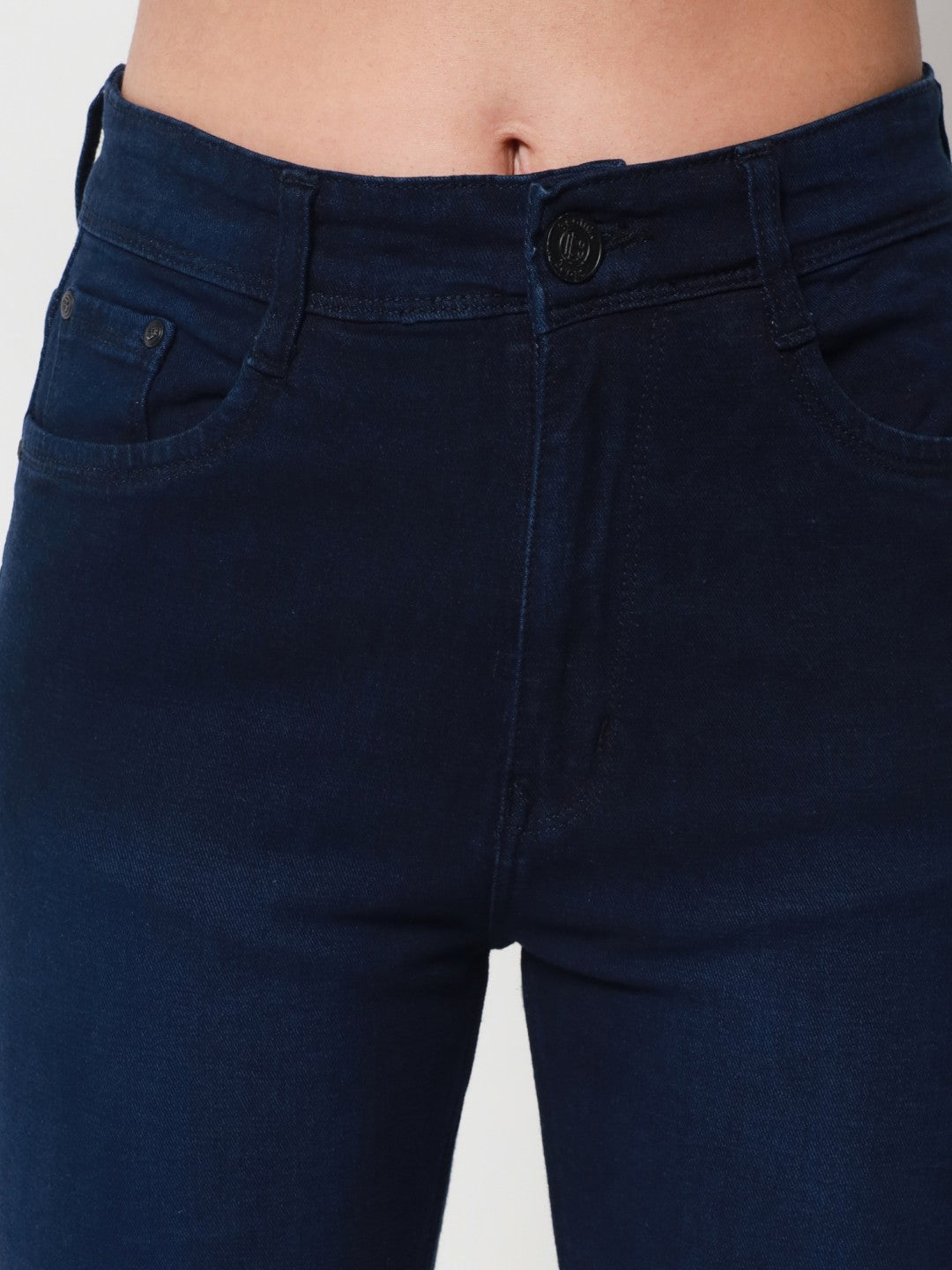 Beatnik Dark Blue Ankle Length Slim Fit Womens Jeans Beatnik India