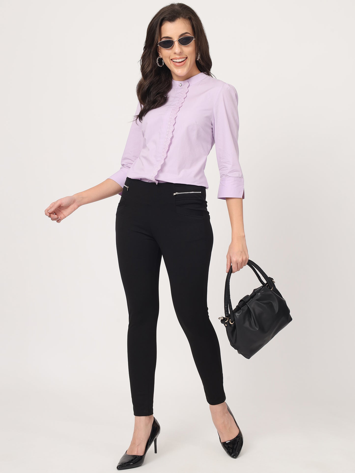 Beatnik Cotton Mandarin Collar Shirt Beatnik India