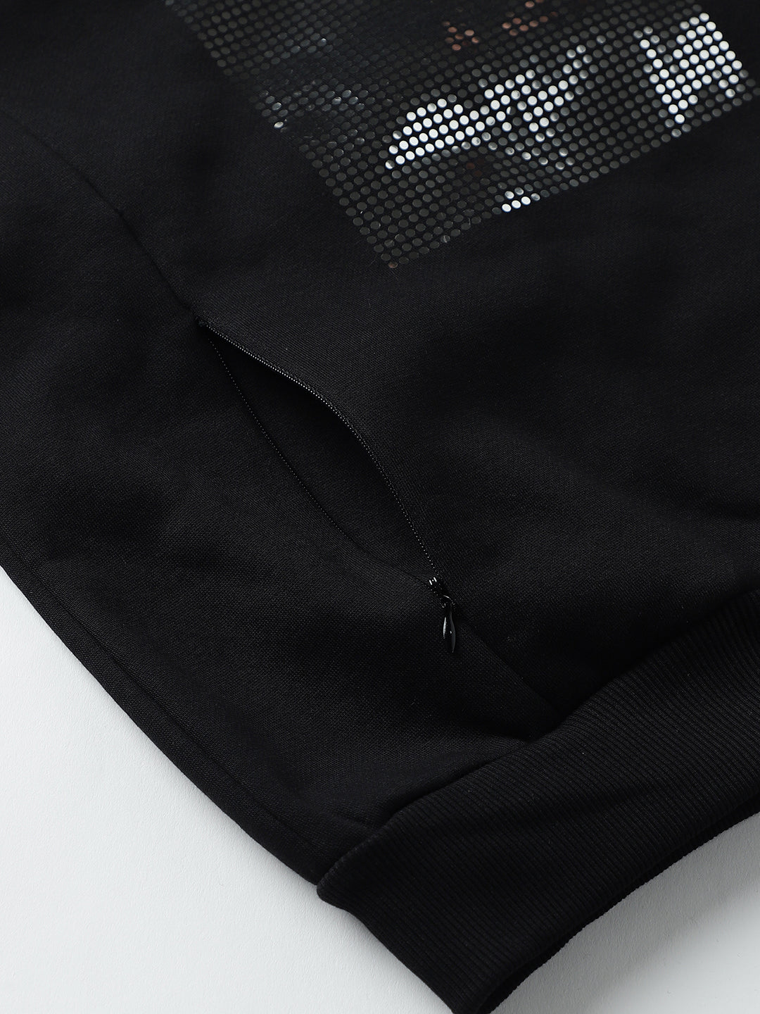 Beatnik Casual Wear V Neck Full Sleeve Hooded Black Sweatshirts Beatnik India