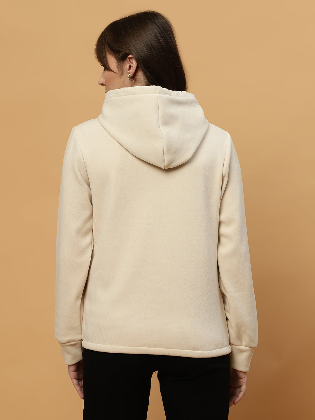 Beatnik Casual Wear Hooded Cuffed Sleeves Off White Sweatshirts Beatnik India