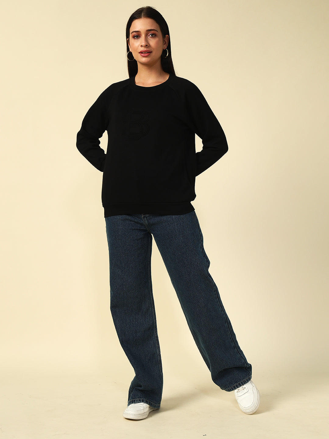 Non Hooded Black Womens Sweatshirts Beatnik