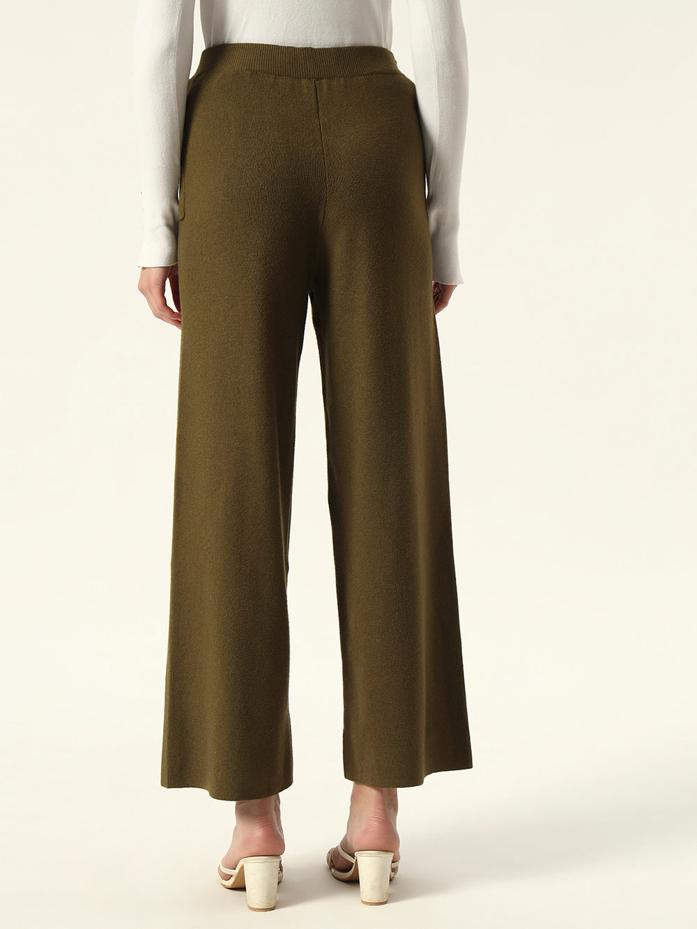 Cozy High-Rise Winter Olive Green Treggings with Pockets