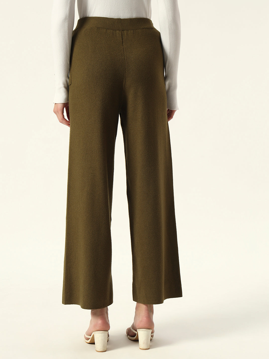 Cozy High-Rise Winter Olive Green Treggings with Pockets