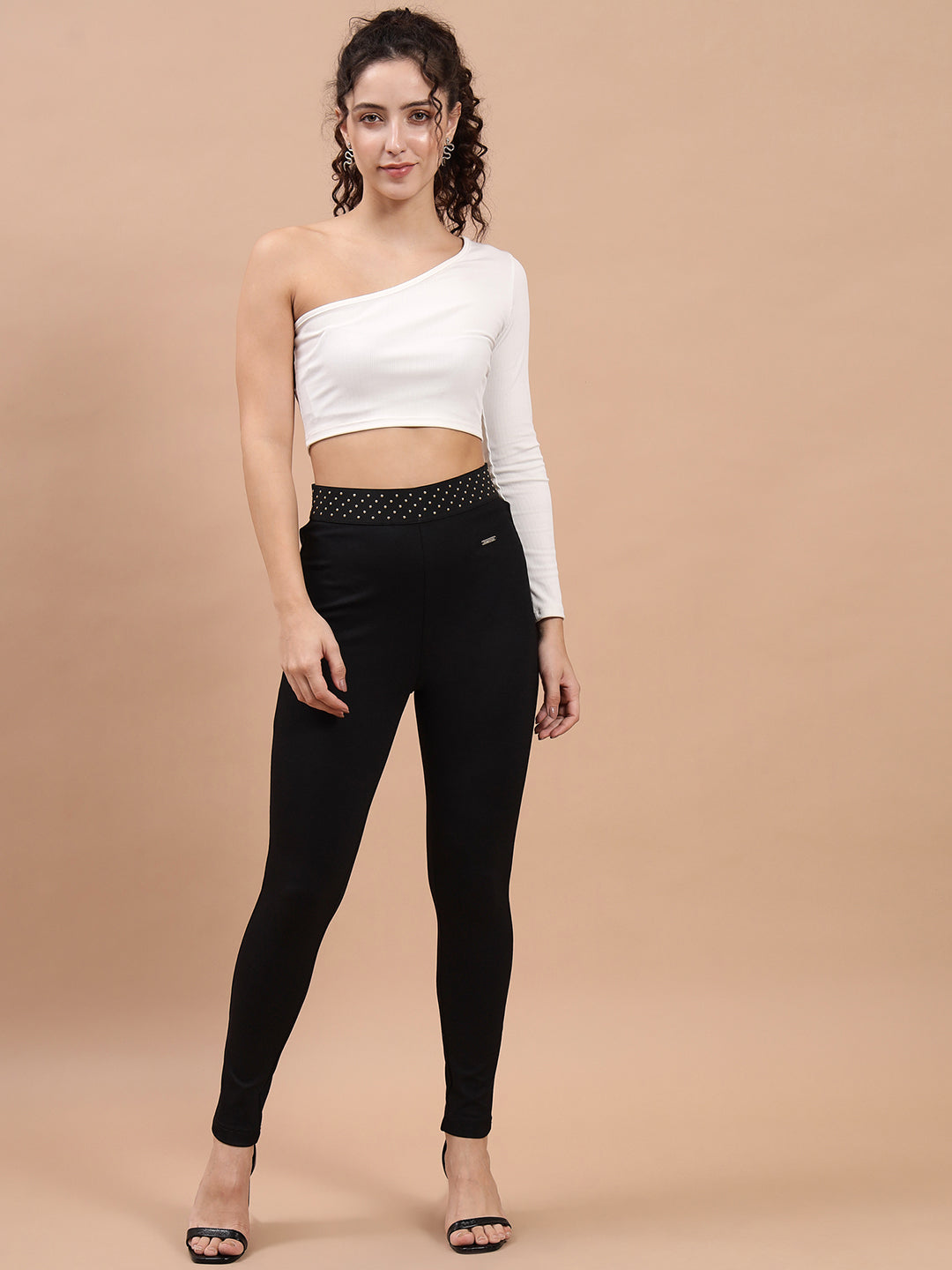 Beatnik Womens Ankle Length Fitted Pull On Closure Solid Treggings Beatnik India