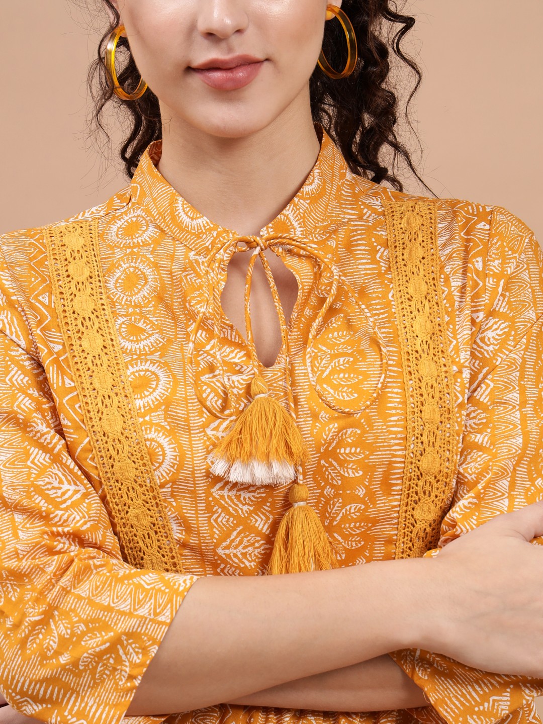 Beatnik Tunic With Lace and Tassels Women Top Beatnik India