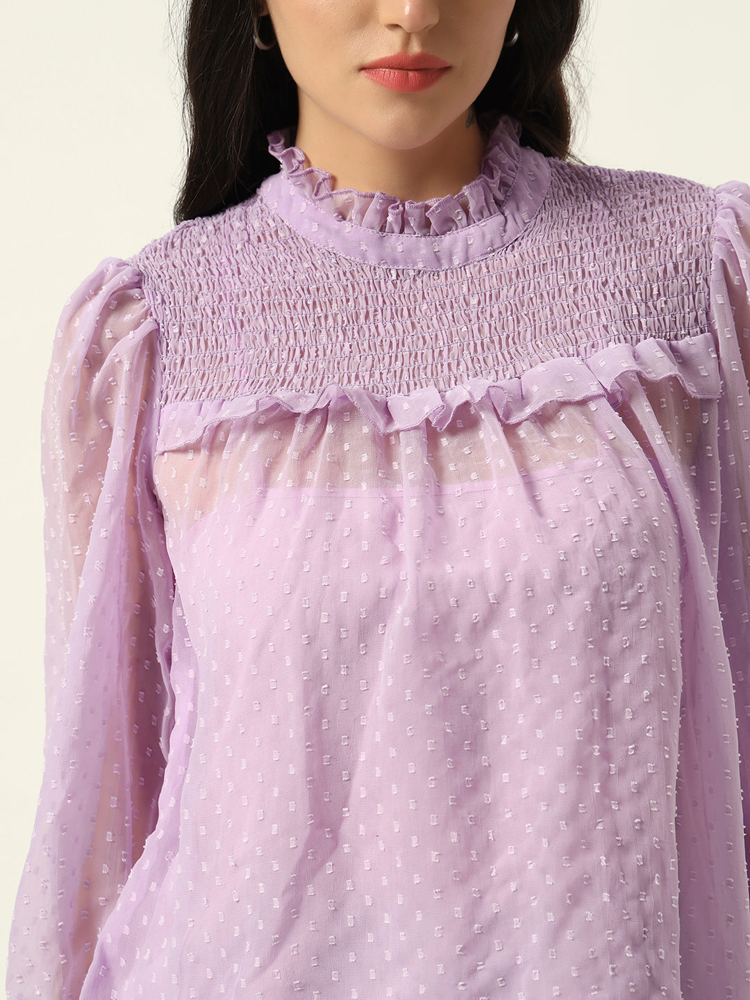 Self Design elegant Dobby Smoking Violet Top
