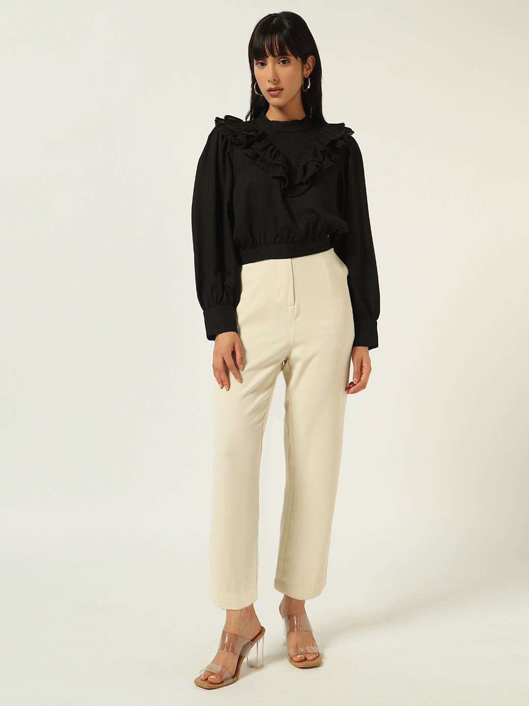 Beatnik Crop Solid Womens Top
