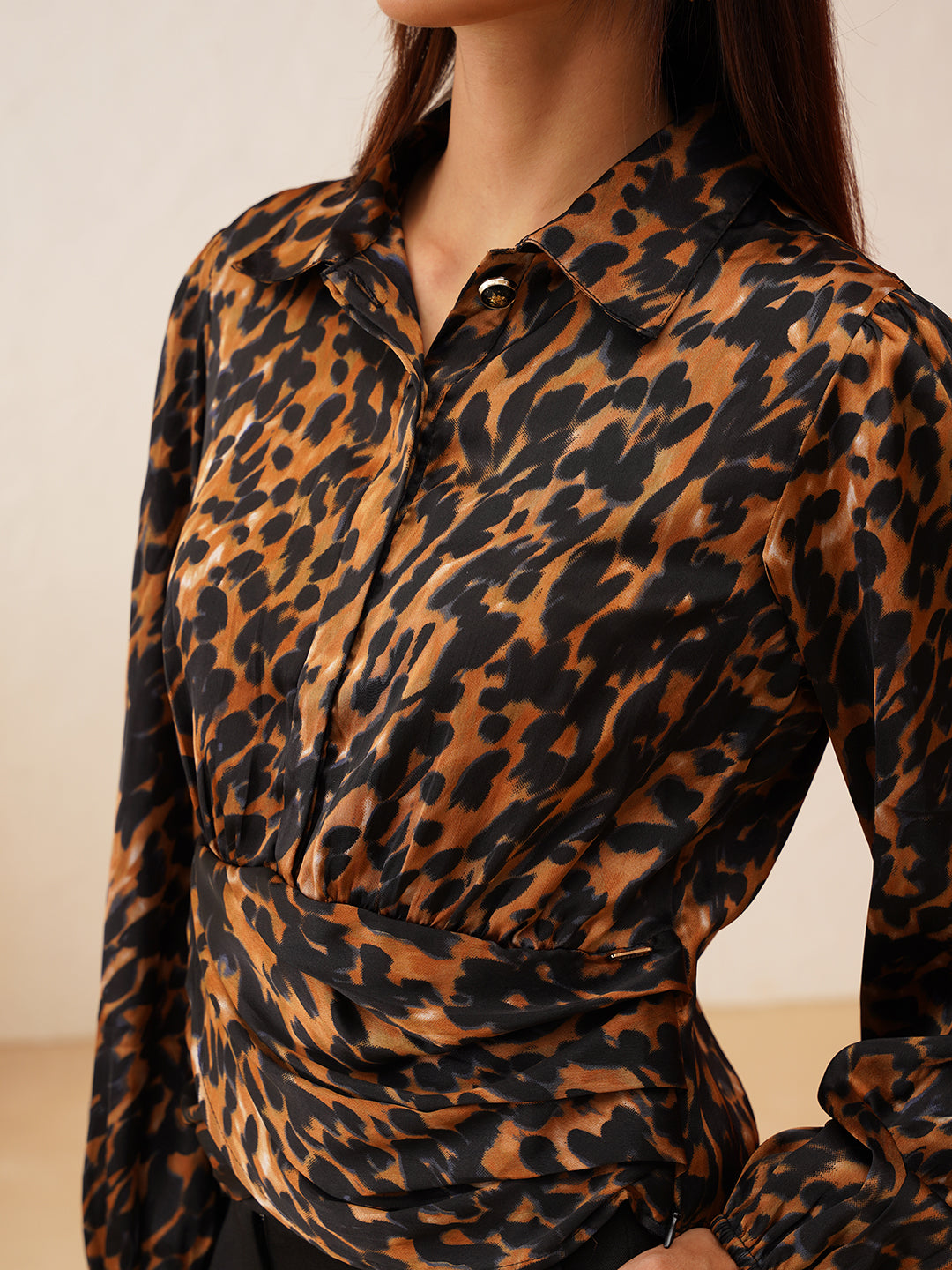 Beatnik Bold Animal Print Elegant Crop Womens Top Beatnik India
