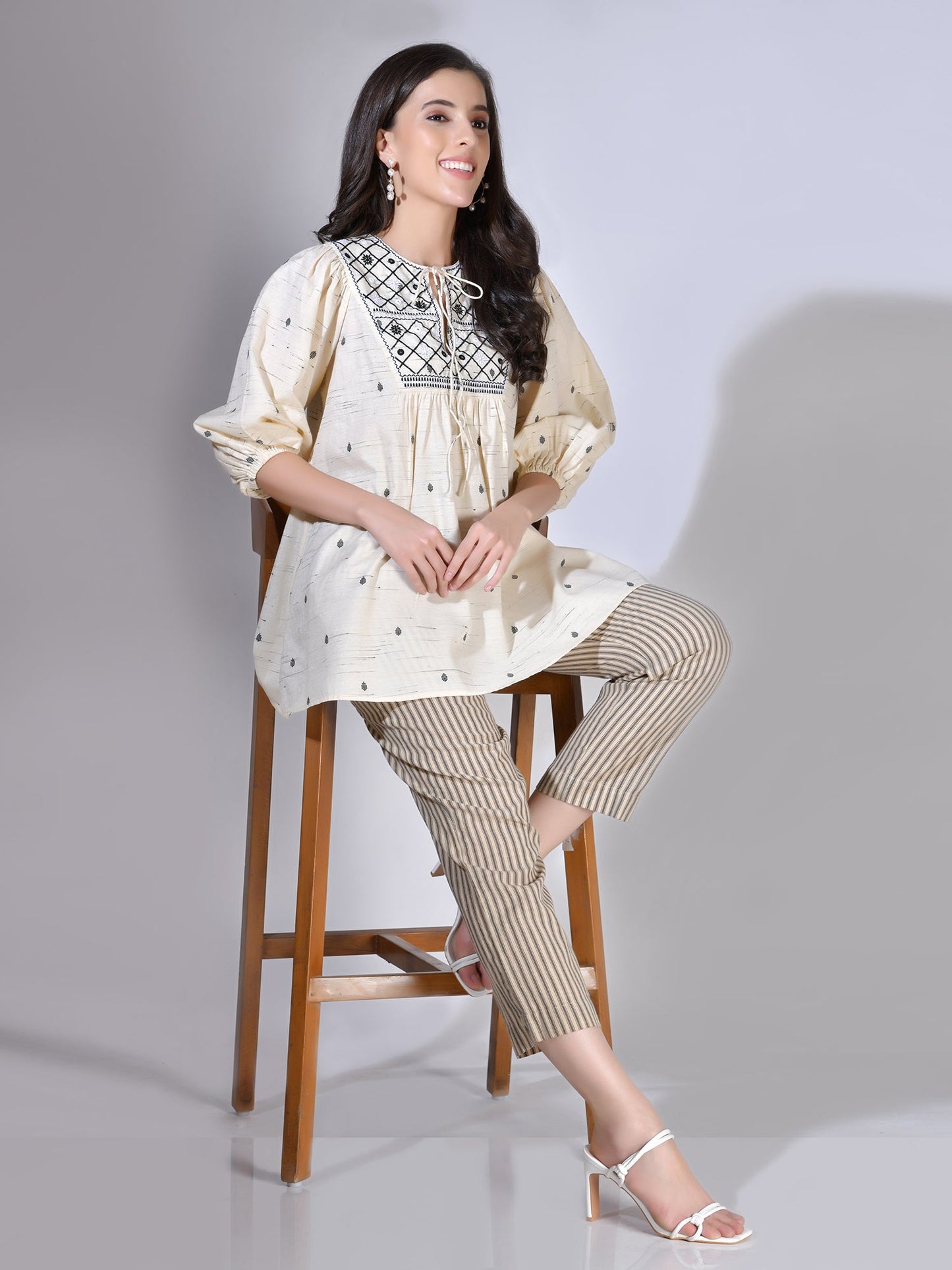 Beatnik Off White Tunic Womens Top Beatnik India