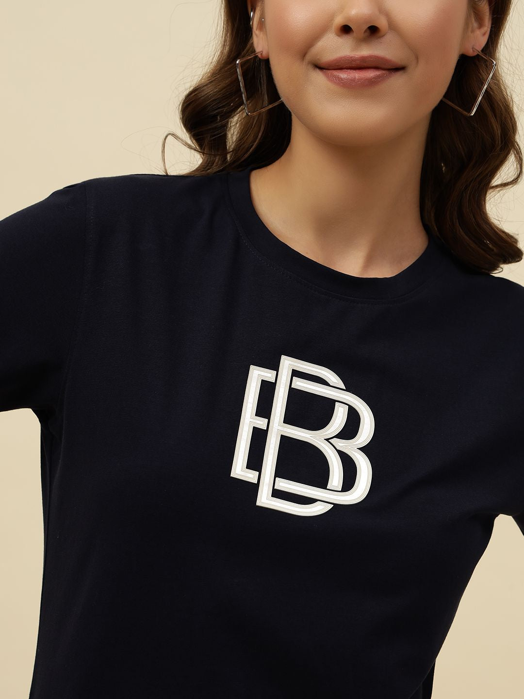 Figure print Short Sleeve Navy Blue T-Shirt Beatnik
