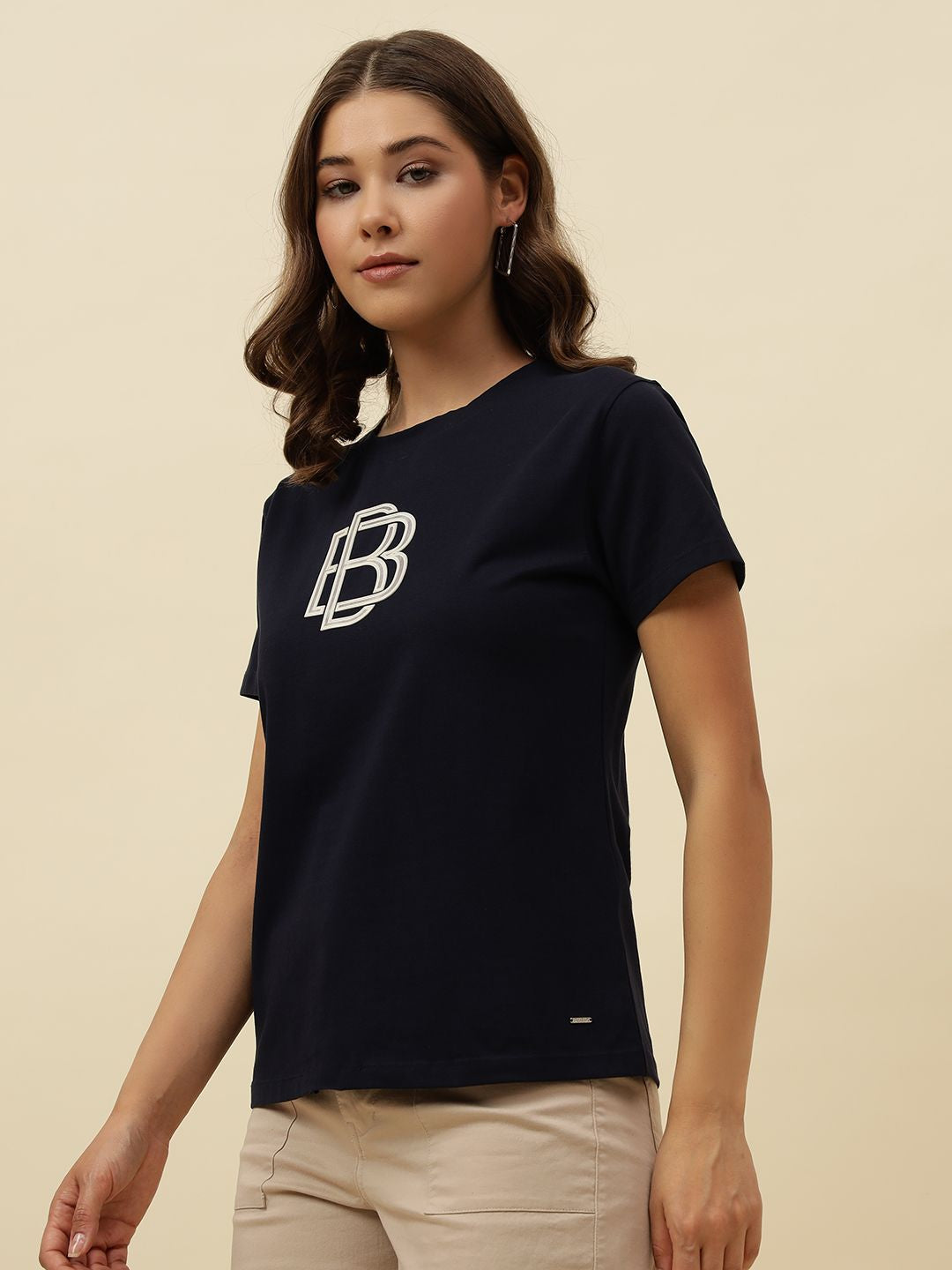 Figure print Short Sleeve Navy Blue T-Shirt Beatnik