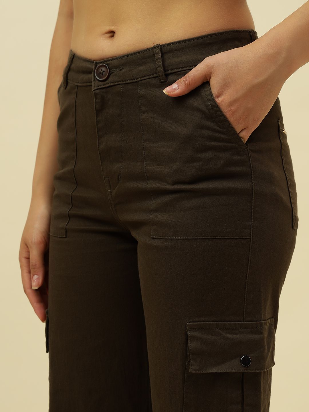 Olive Green Cargo Stretchable Trouser Beatnik