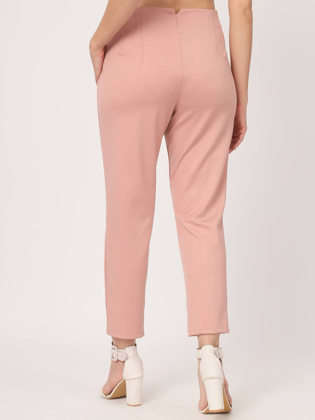 Beatnik Pink Pleated Womens Trousers Beatnik India