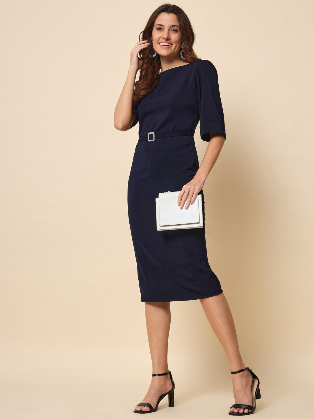 Buy Beatnik A-line Dresses Crepe Woven Midi Fitted dresses Online for Women | Beatnik India Buy Beatnik A-line Dresses Crepe Woven Midi Fitted dresses Online for Women | Beatnik India