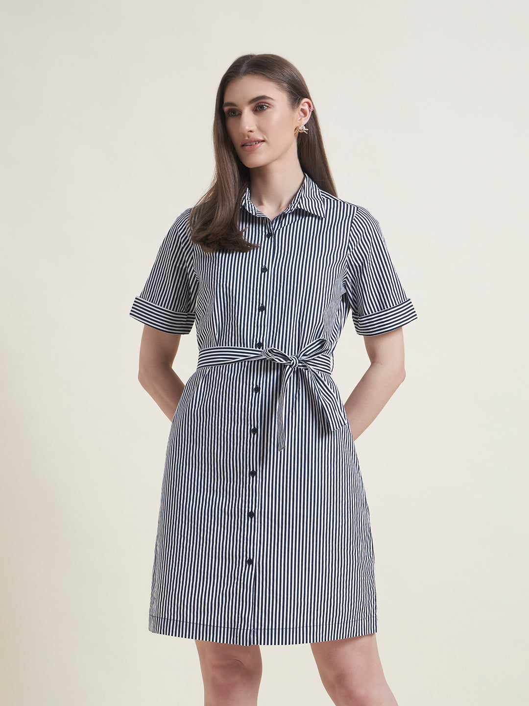 Navy Regular Shirt Dress for Women