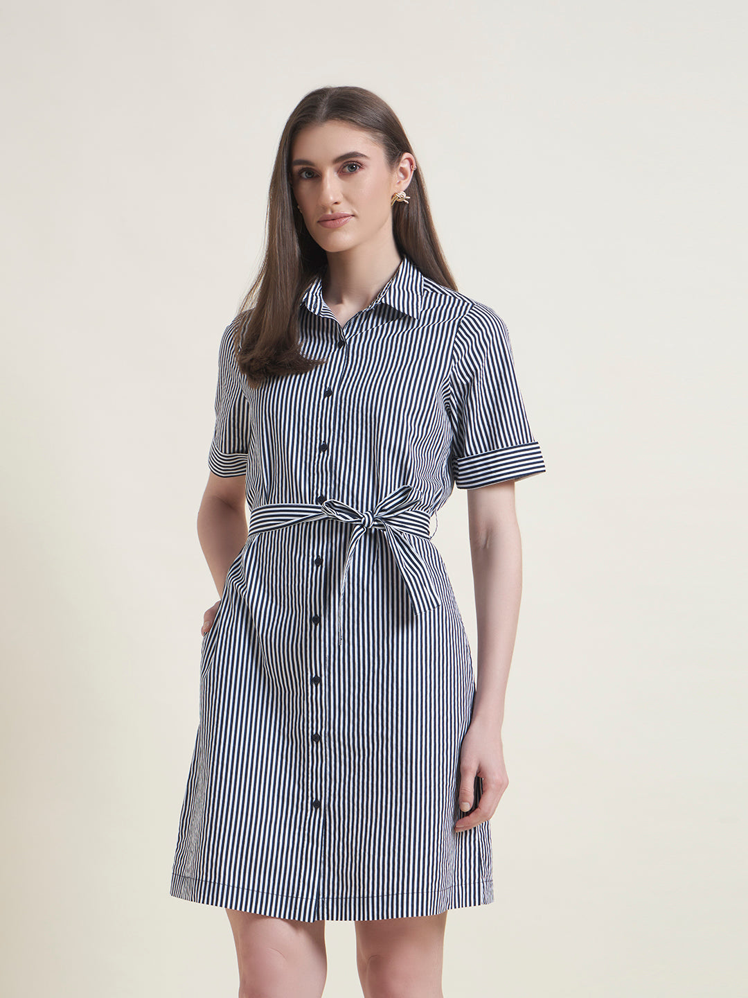 Navy Regular Shirt Dress for Women