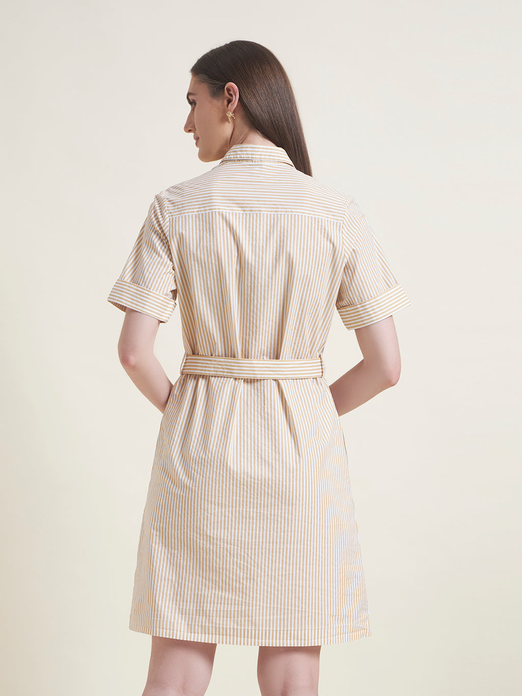 Yellow Regular Shirt Dress for Women