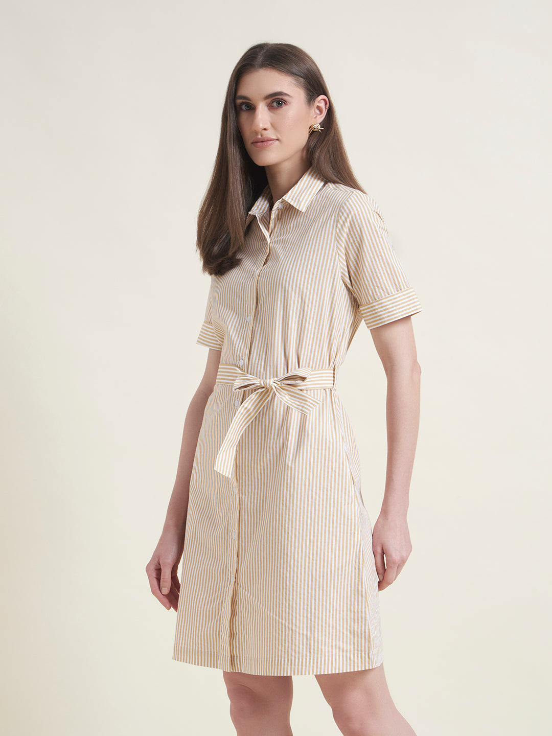 Yellow Regular Shirt Dress for Women